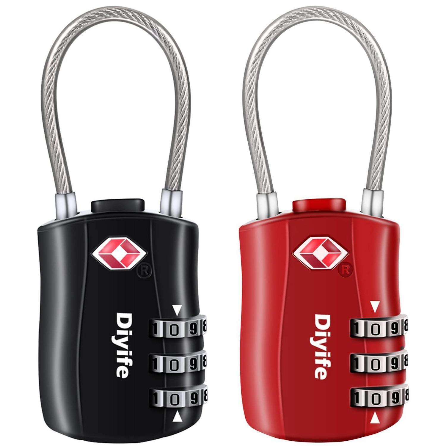 2er Set Tsa Gepäckschlösser Mit 3-stelligem Zahlenschloss (schwarz Rot)