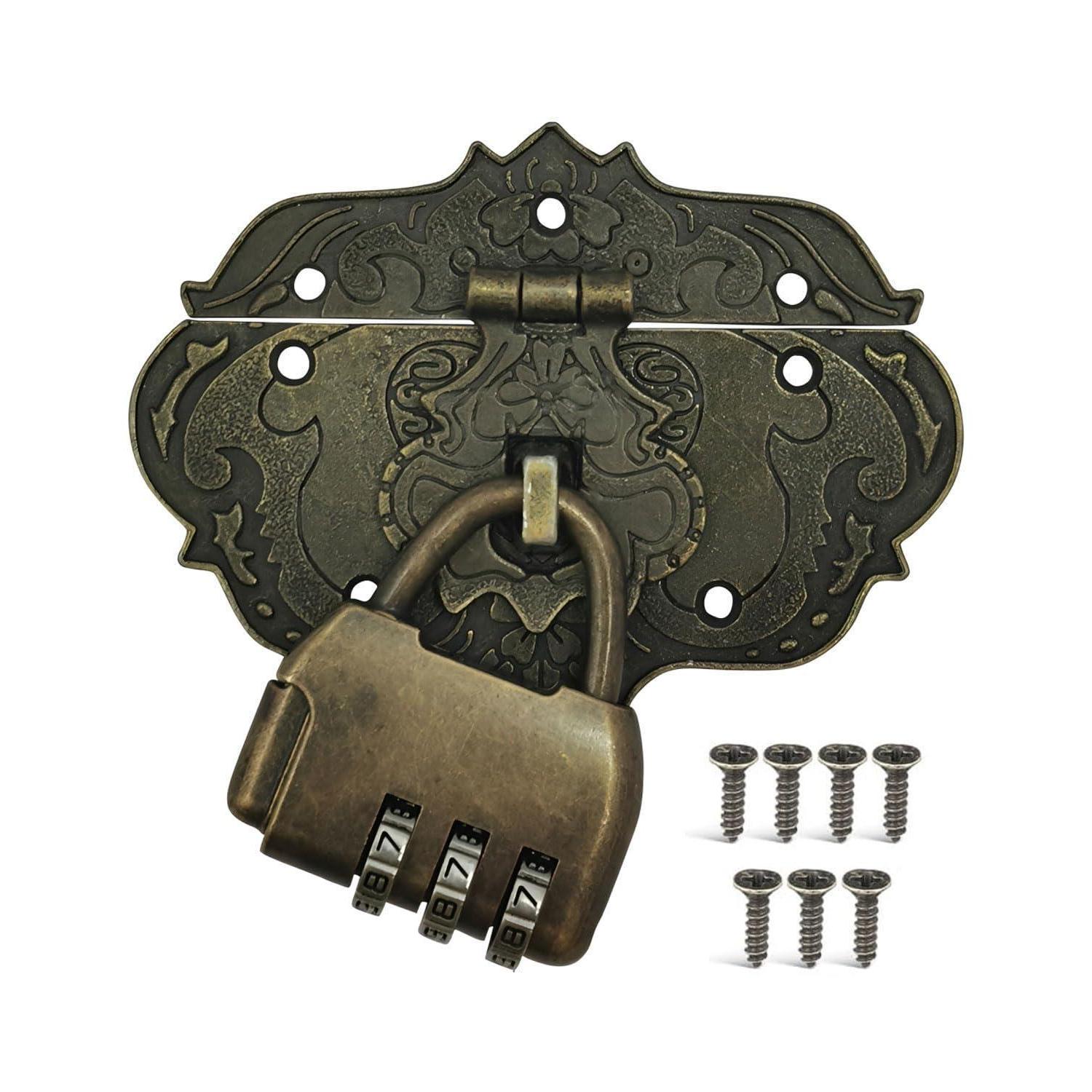 Vintage Kombinationsschloss Mit Beschlägen Aus Eisen, Bronze-design Für Truhen Und Kisten