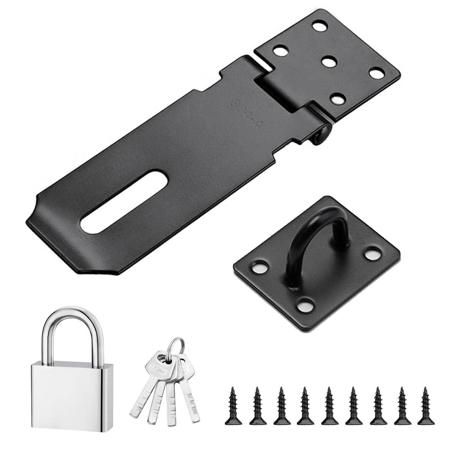 Edelstahl Haspel Mit Vorhängeschloss, 4 Zoll, Schwarz