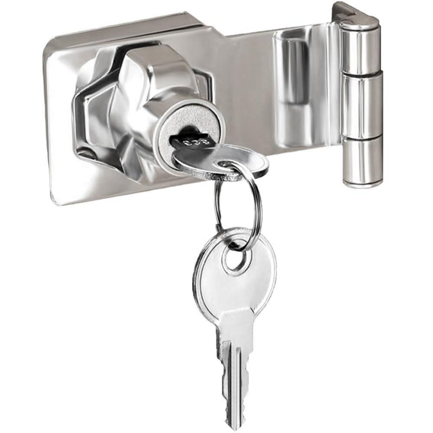 Vorhängeschloss Hasp Mit Schlüssel, Türriegel Aus Zinklegierung, 3 Zoll, Silber
