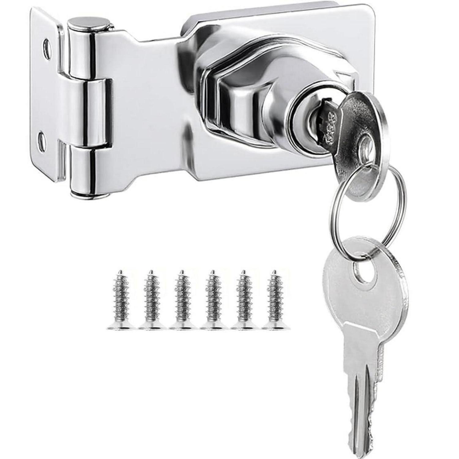 Vorhängeschloss Hasp Mit Schlüssel, Torriegel Aus Zinklegierung, 6,3 Cm