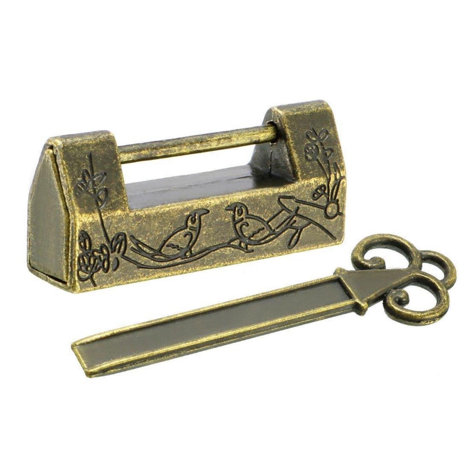 Antikes Vorhängeschloss Im Chinesischen Stil, Zinklegierung, Messing-optik, 42mm Breite
