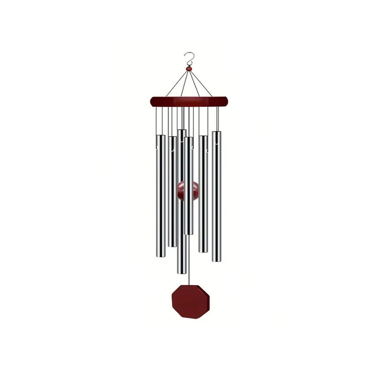 Windspiel 70cm Aluminiumlegierung Mit 6 Rohren Und Holz-design Für Garten & Balkon