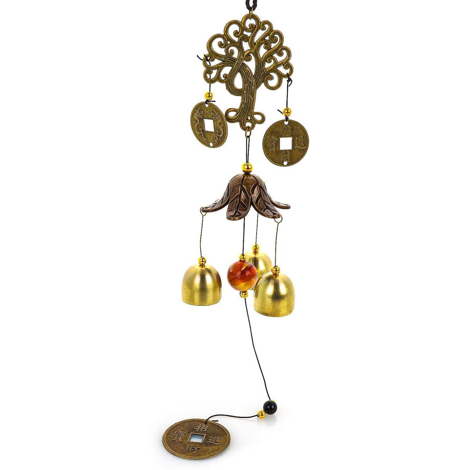 Windspiel Baum Des Lebens Mit Glocken Und Münzen, 45cm, Metall, Deko & Geschenk