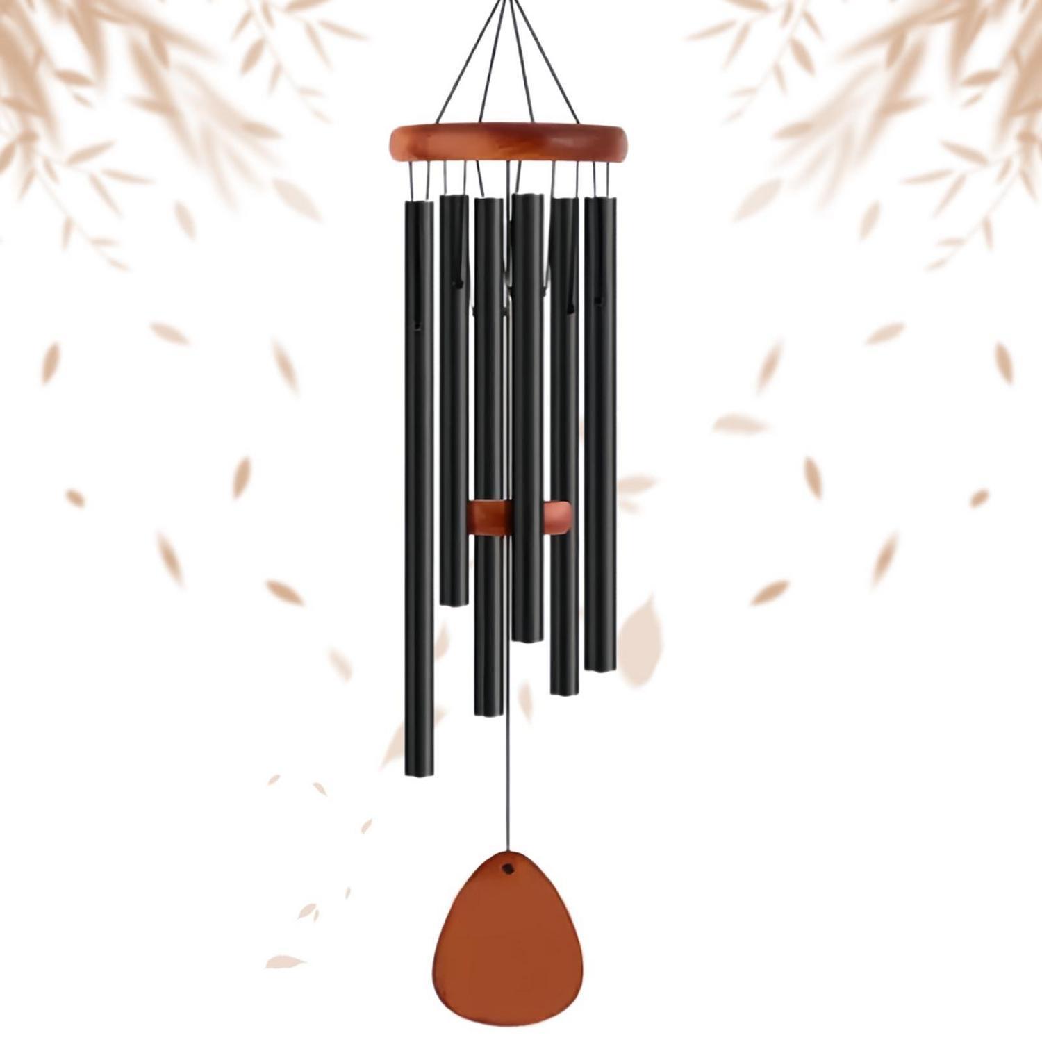 Windspiel Mit 6 Rohren, Metall Klangspiel Für Garten, Schwarz