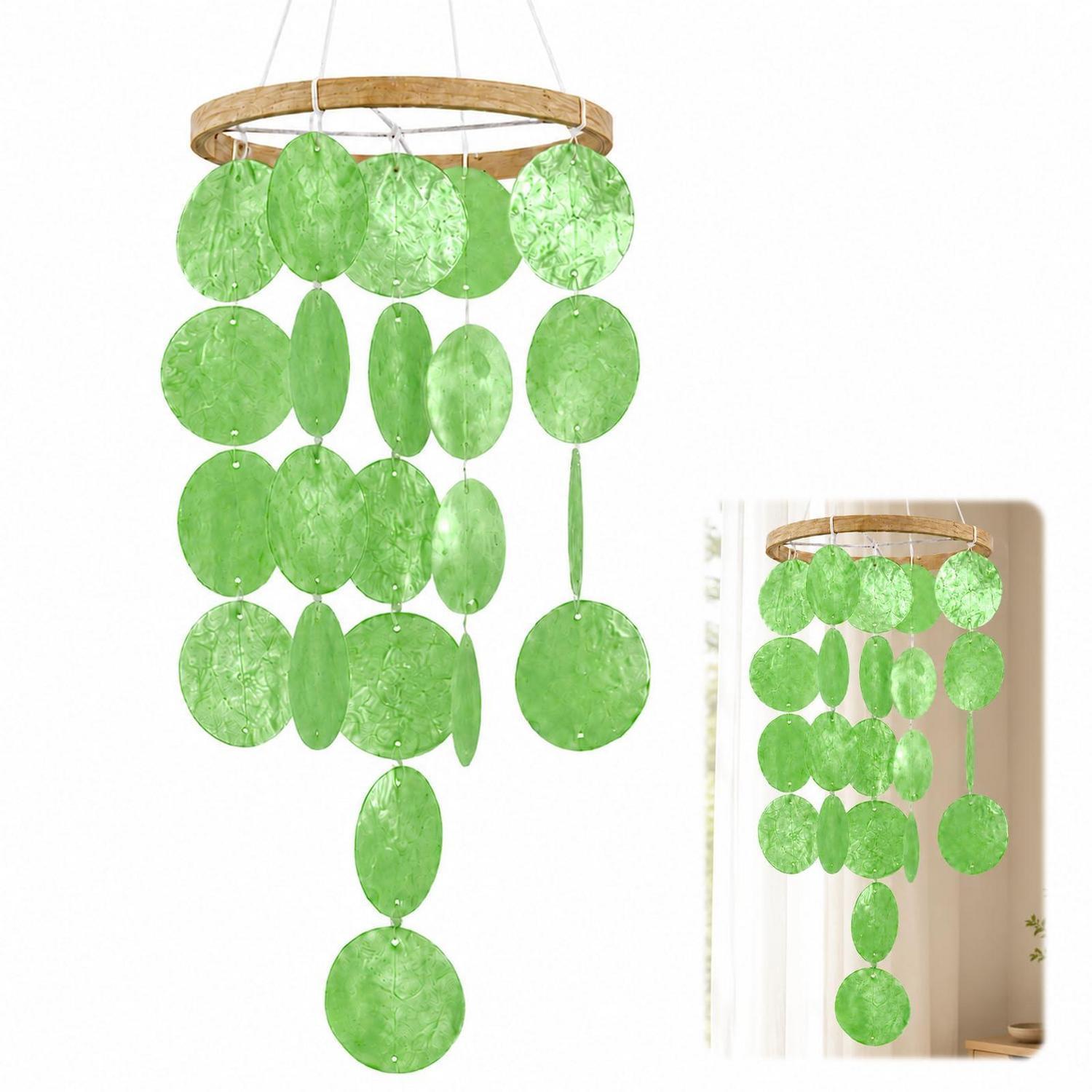 Windspiel Muscheln Grün Boho Deko Handarbeit Für Garten & Balkon