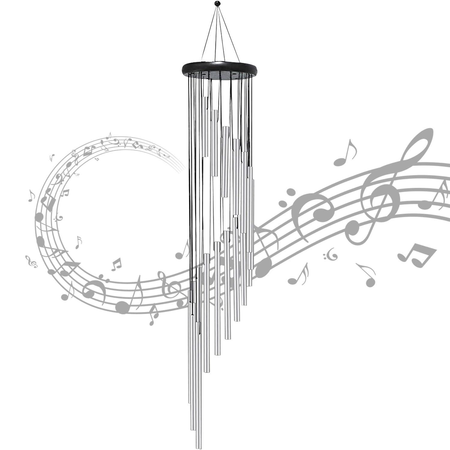 Windspiel Mit 18 Aluminiumrohren, Silber, Für Garten & Zuhause