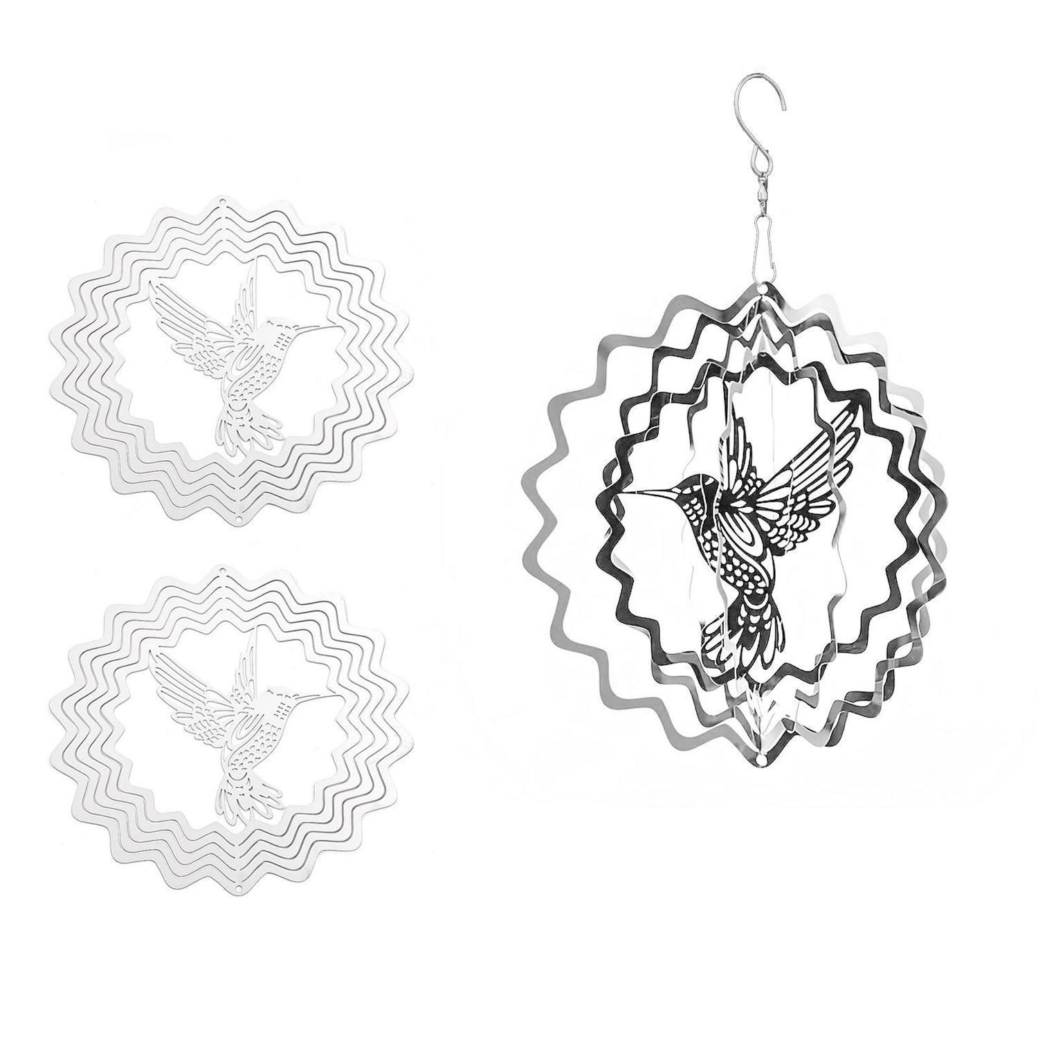 3er Set Windspiel Kolibri 100mm Edelstahl 3d Für Garten & Balkon