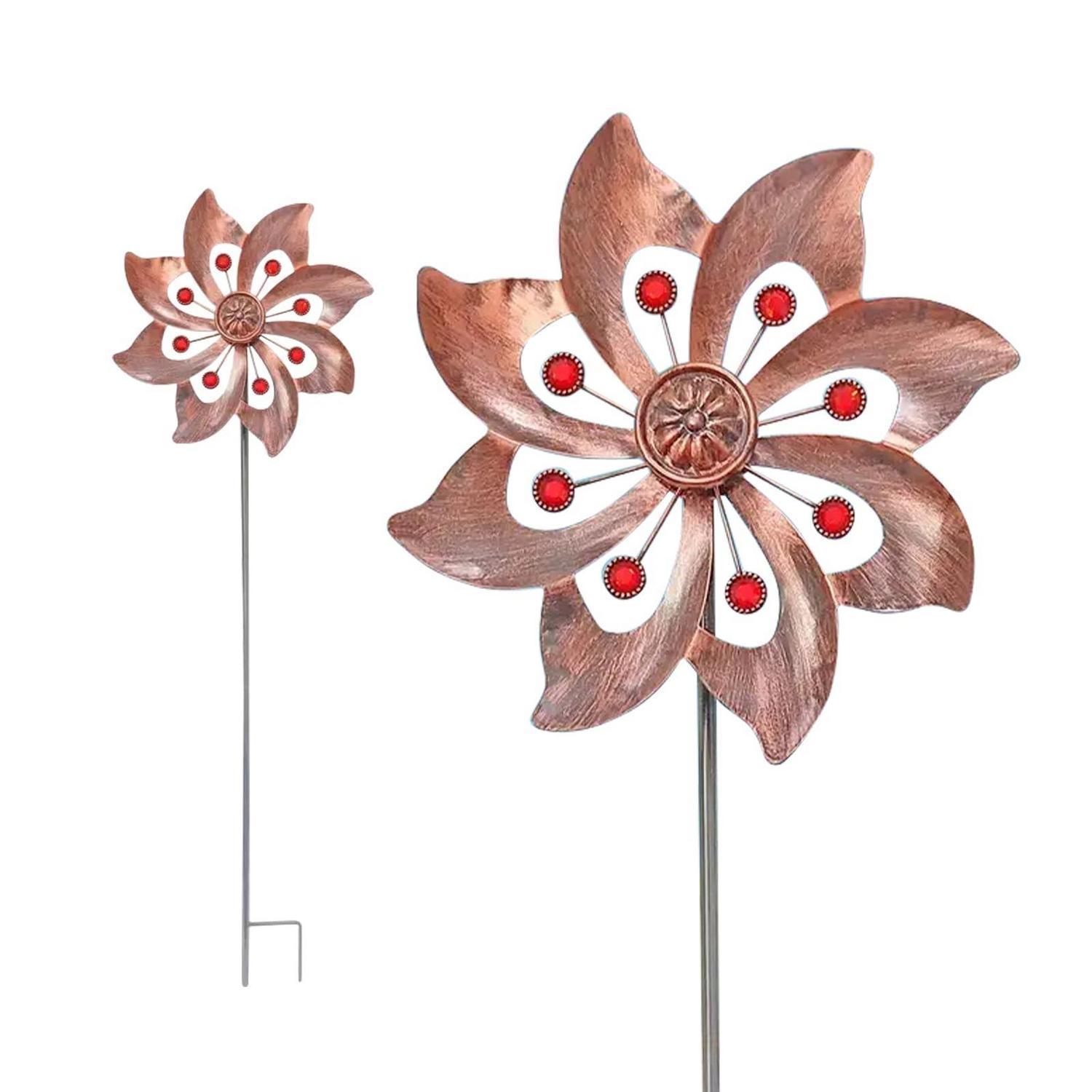 Windspiel Gartenstecker Metall Windmühle 3d Kinetisch Messing Für Terrasse Rasen Deko
