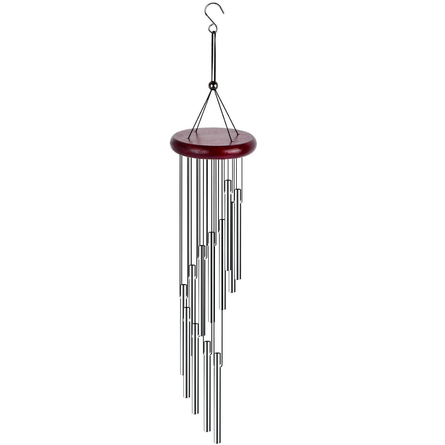 Windspiel Garten Mit 12 Aluminiumröhren Und Mahagoni-basis Für Beruhigenden Klang