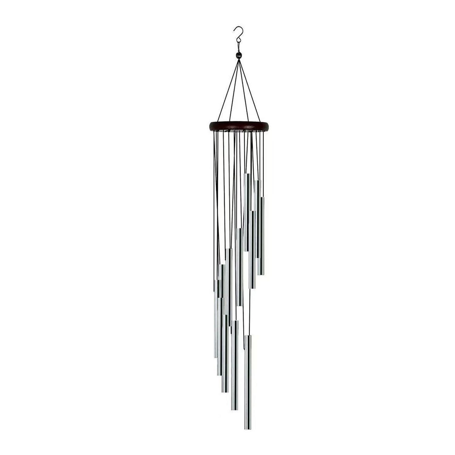 Windspiel Garten Metall Mit 12 Röhren, Silber, Allwettertauglich, Spirale Design