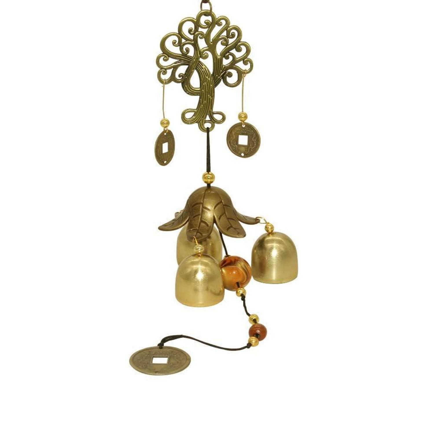 Windspiel Glücksbaum Metall 49,5cm Gelb Für Garten & Terrasse