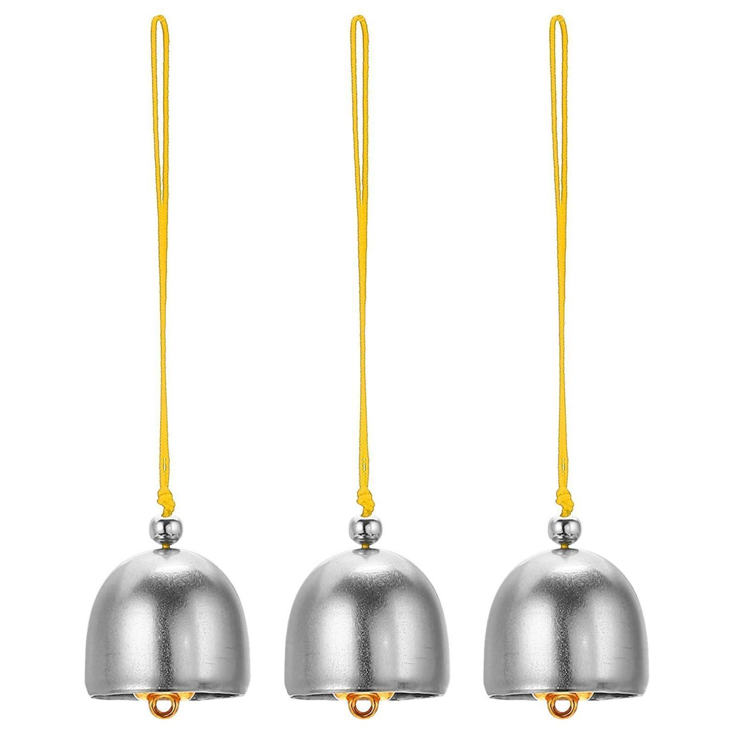 3er Set Windspiel Metall Retro Chinesische Glocken Silber Gelb 13cm