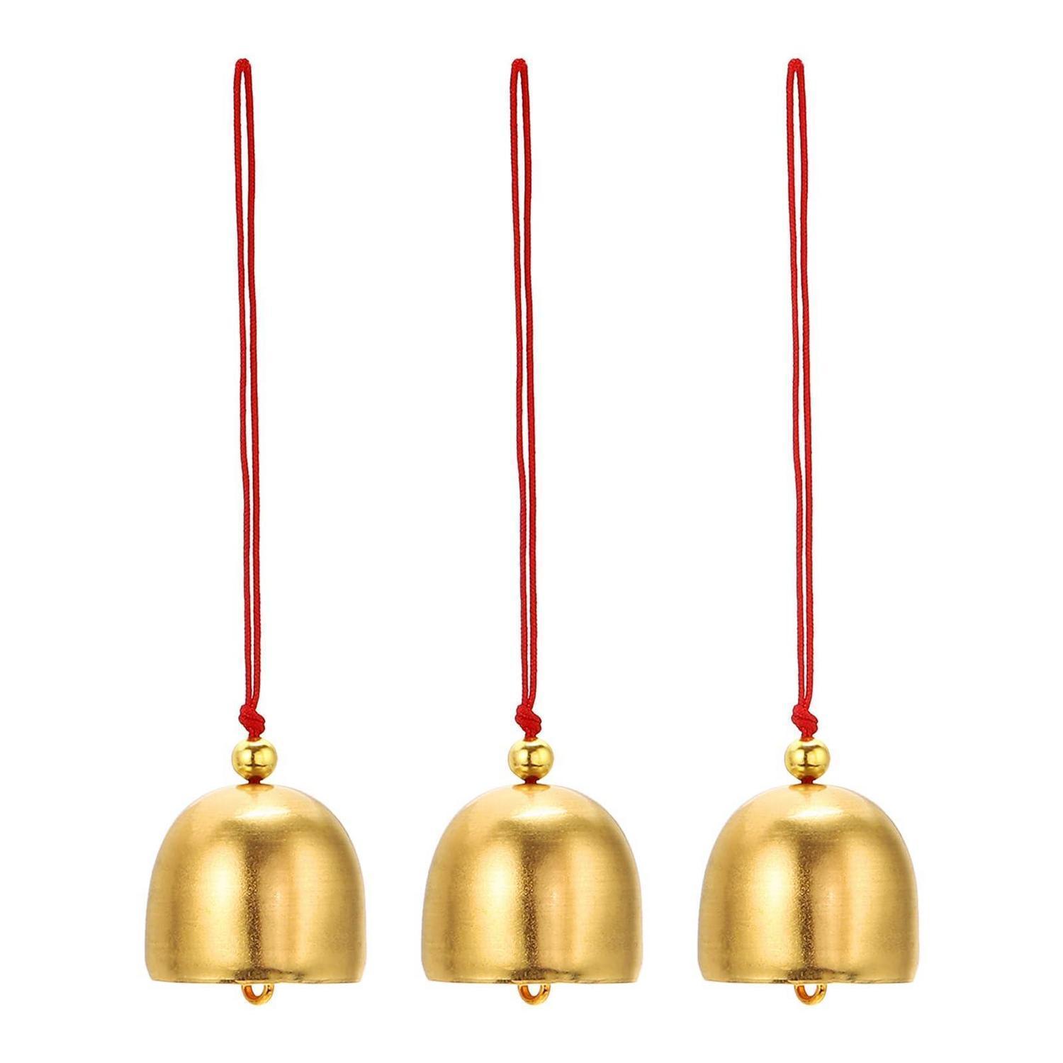 Windspiel 3 Stück, Metall Glocken Retro Chinesisch, Gold Rot, Garten Deko