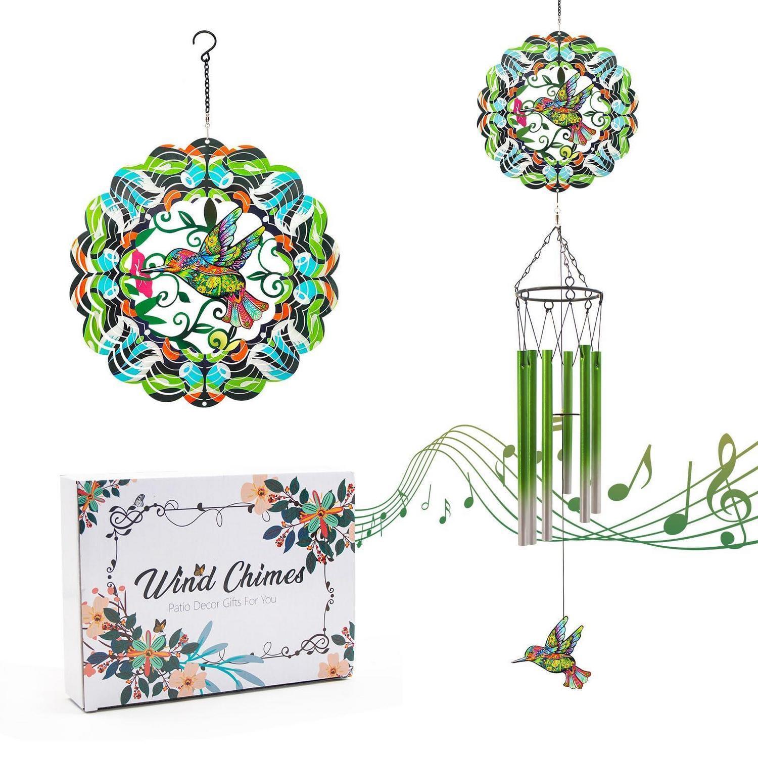 Windspiel Kolibri Mit Klangröhren, Wetterfest, Garten Deko, Geschenk