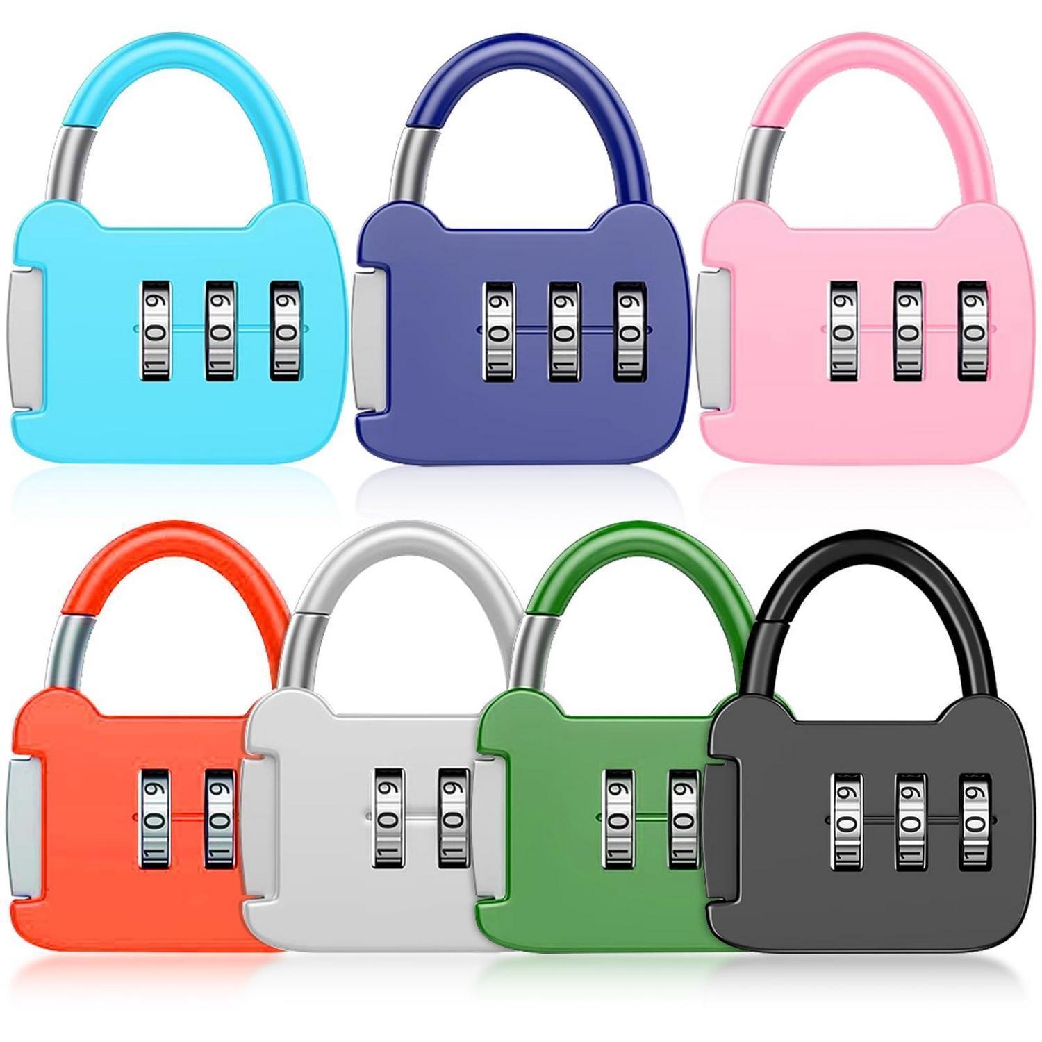 Zahlenschloss 7er Set, 3-stellig, Mini Vorhängeschloss Für Gepäck, Rucksack, Schließfach