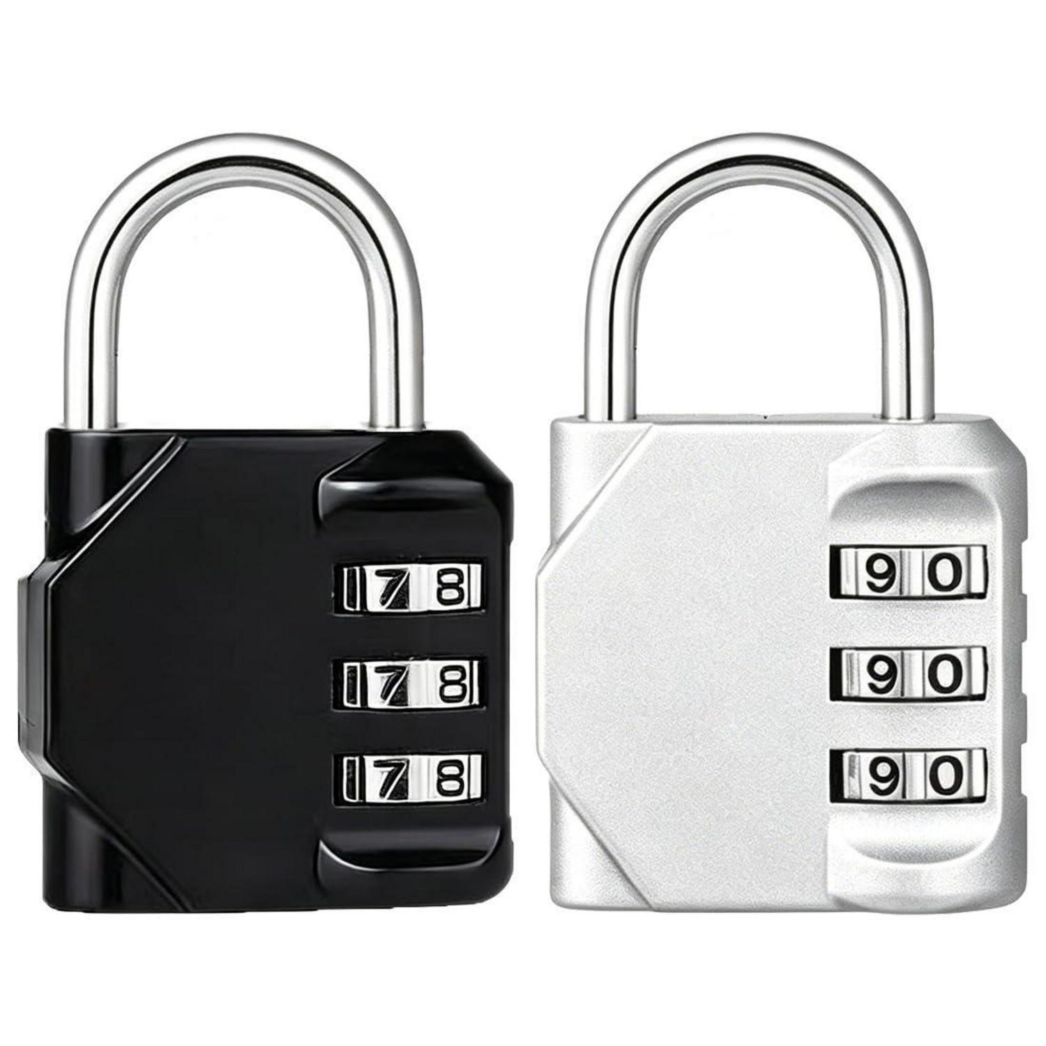 Zahlenschloss 2 Stück Für Taschen & Spinde, Silber+schwarz, 3-stellig