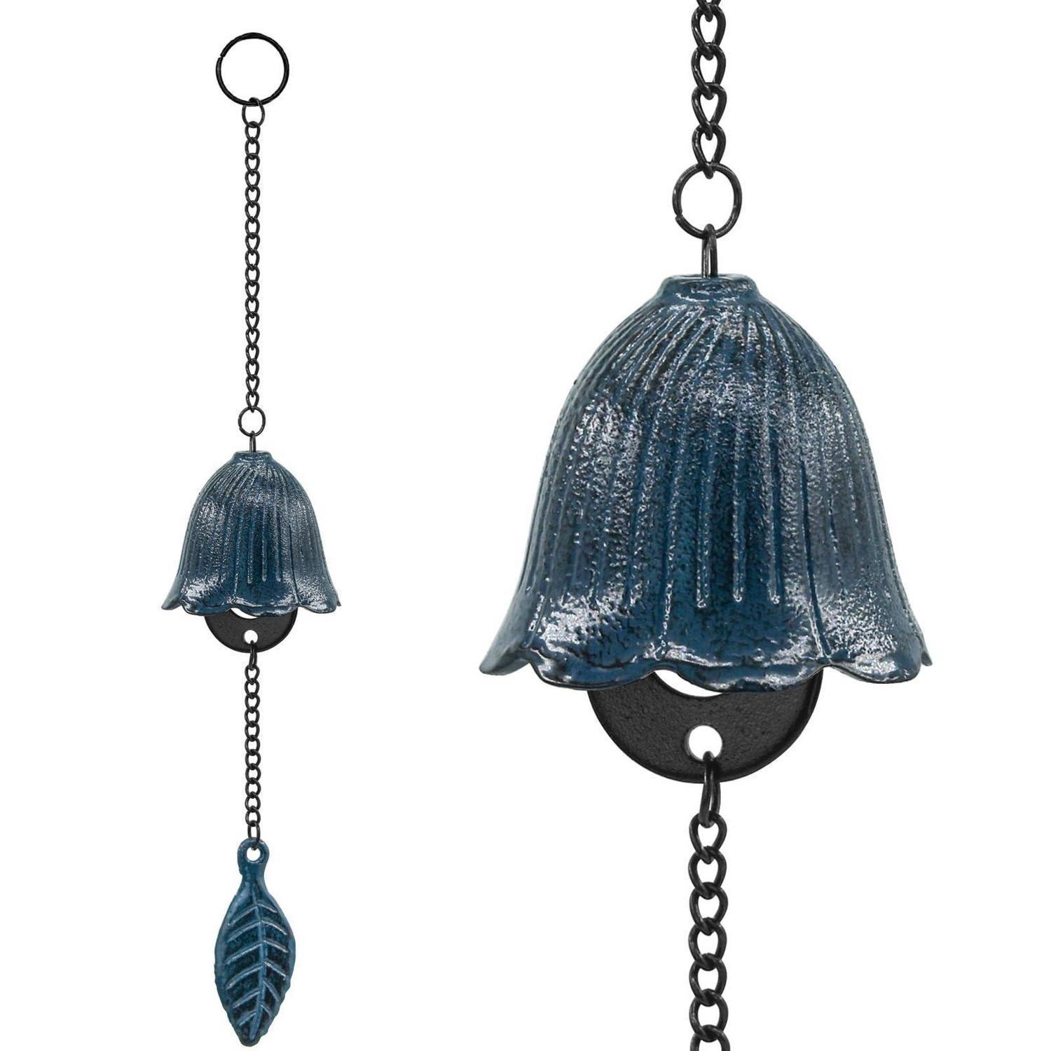 Japanisches Blatt-windspiel Aus Gusseisen, Kleine Glocke, Blau, Für Garten Und Balkon