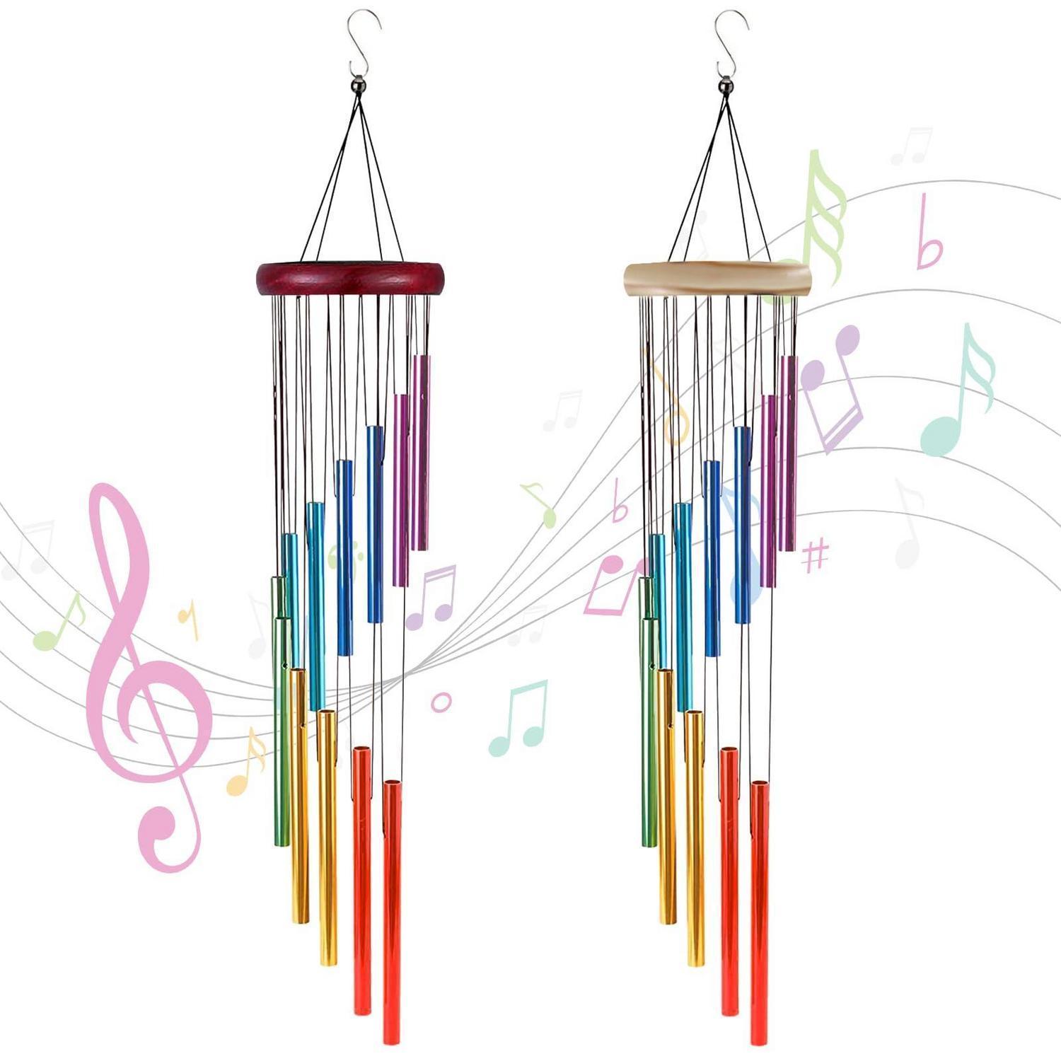 2er Set Windspiel Mit 24 Metallrohren, 61cm, Regenbogenfarben, Für Garten & Balkon