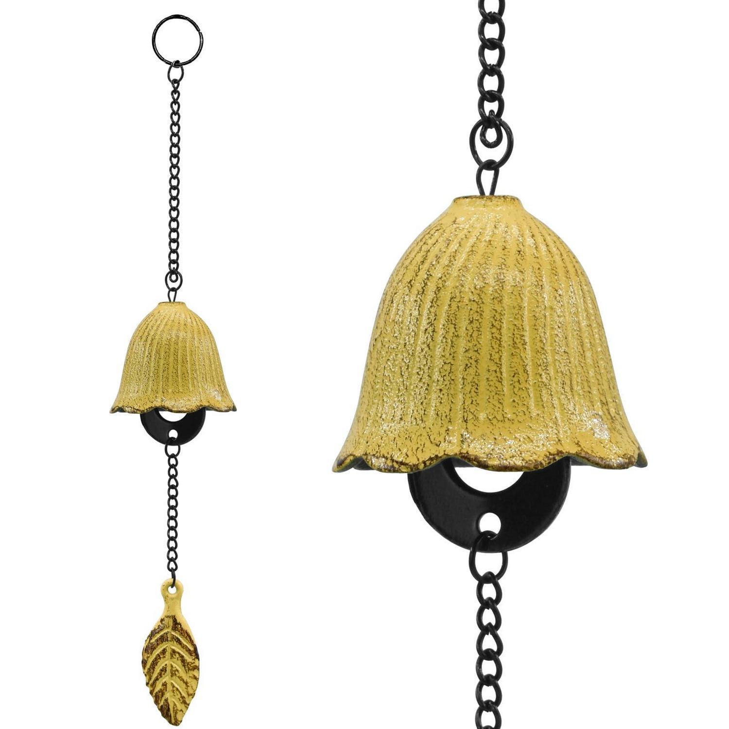 Japanisches Blatt-windspiel Aus Gusseisen, Kleine Glocke, Gelb, Für Garten & Zuhause