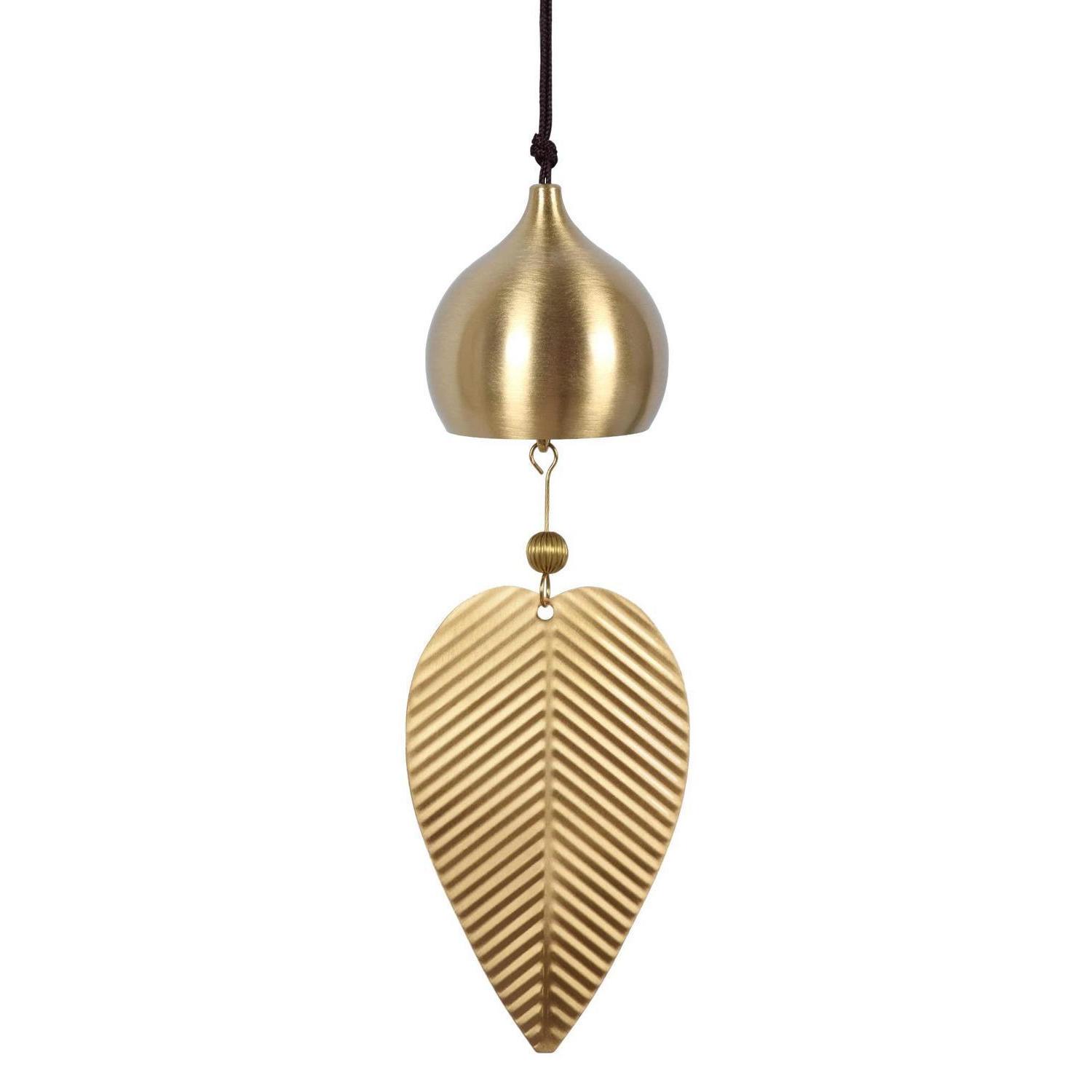 Windspiel Kupfer Vintage 35cm Mit Blatt-anhänger Für Garten & Terrasse