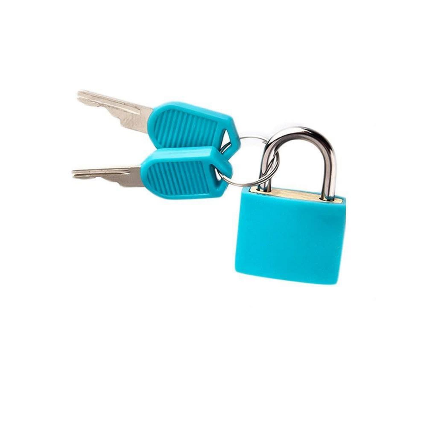 Vorhängeschloss Messing Klein Mit 2 Schlüsseln, Hellblau, 30mm