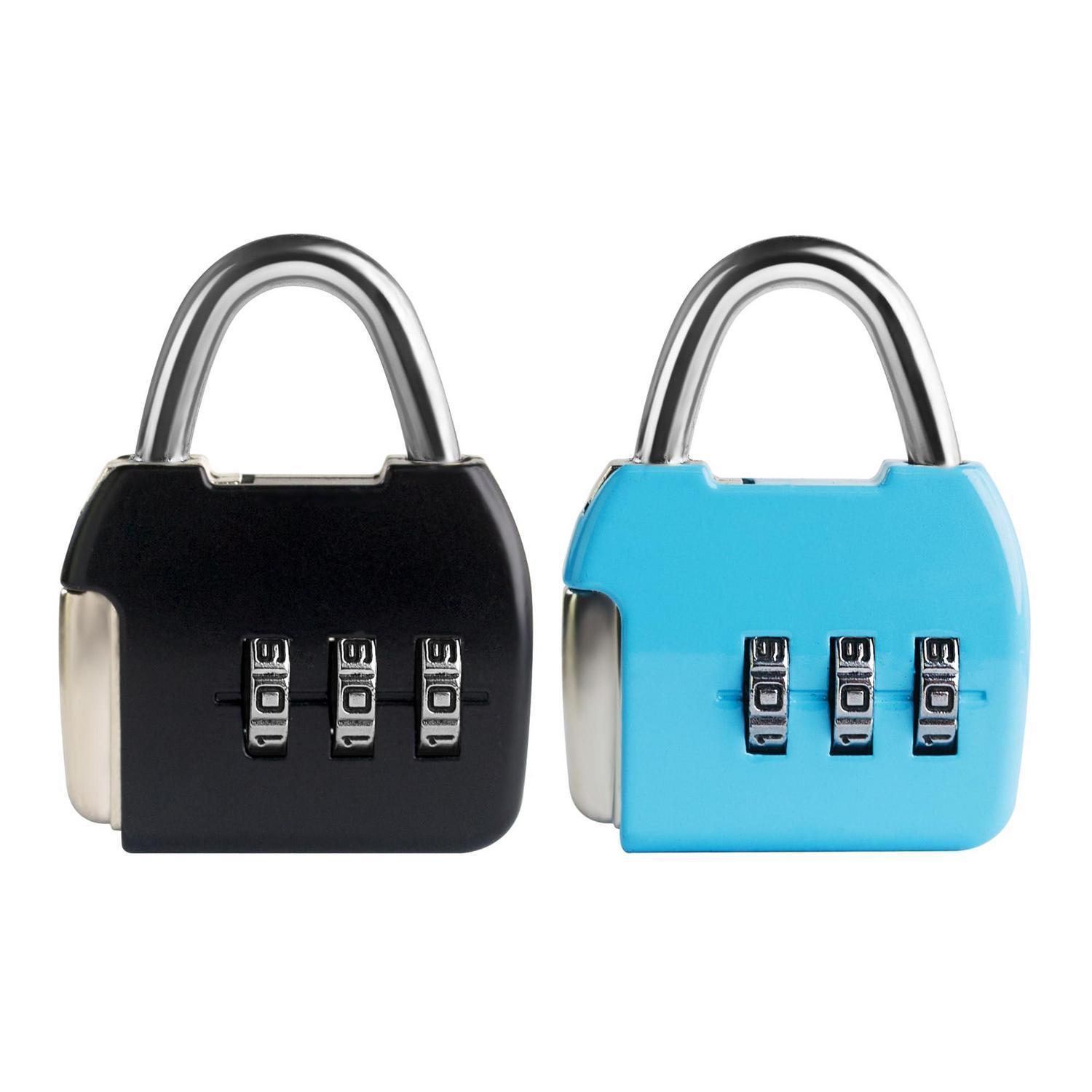 Zahlenschloss 3-stellig Für Koffer, Rucksack, Tagebuch Schwarz & Blau