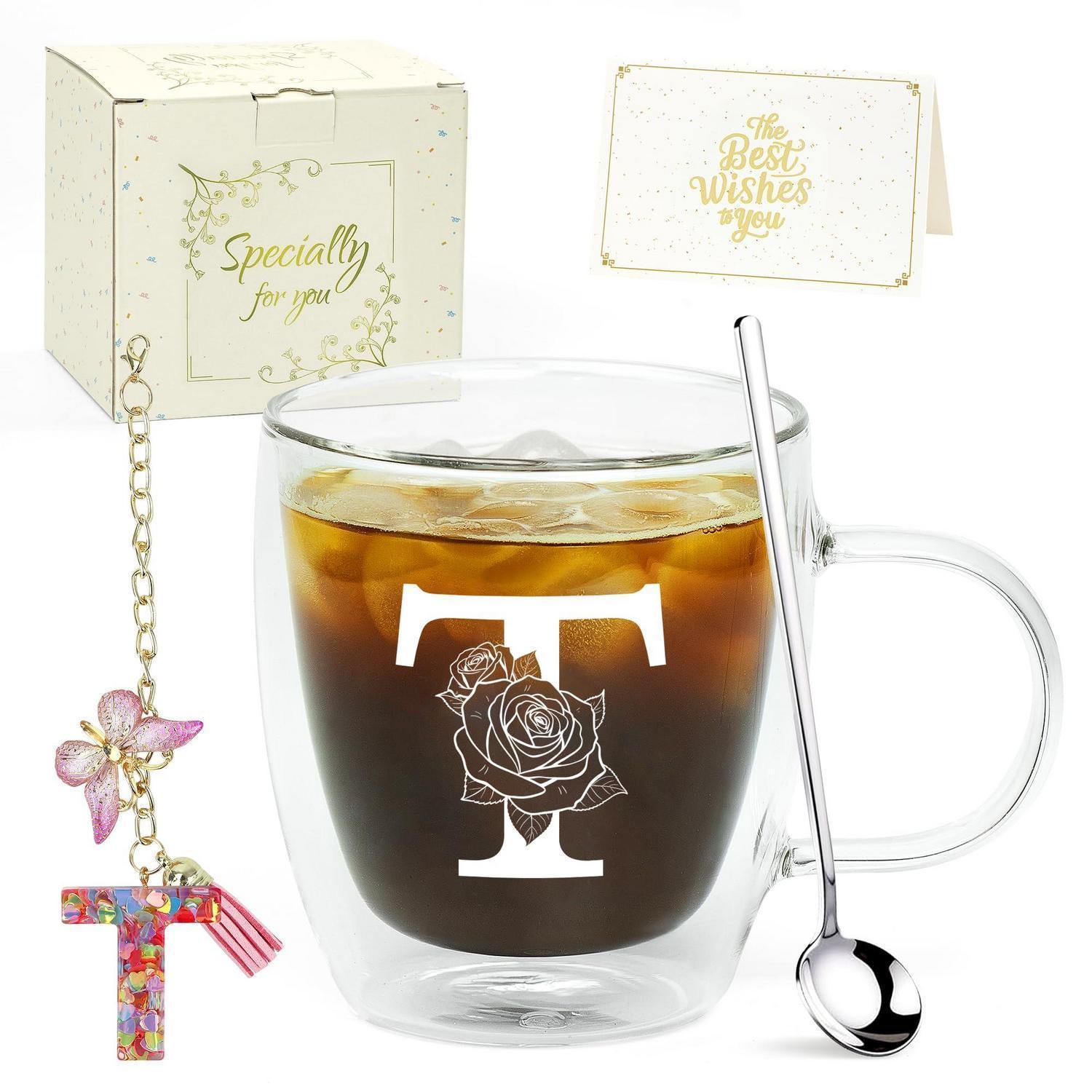 Doppelwandiges Latte Macchiato Glas Mit Initialen Und Geschenkset