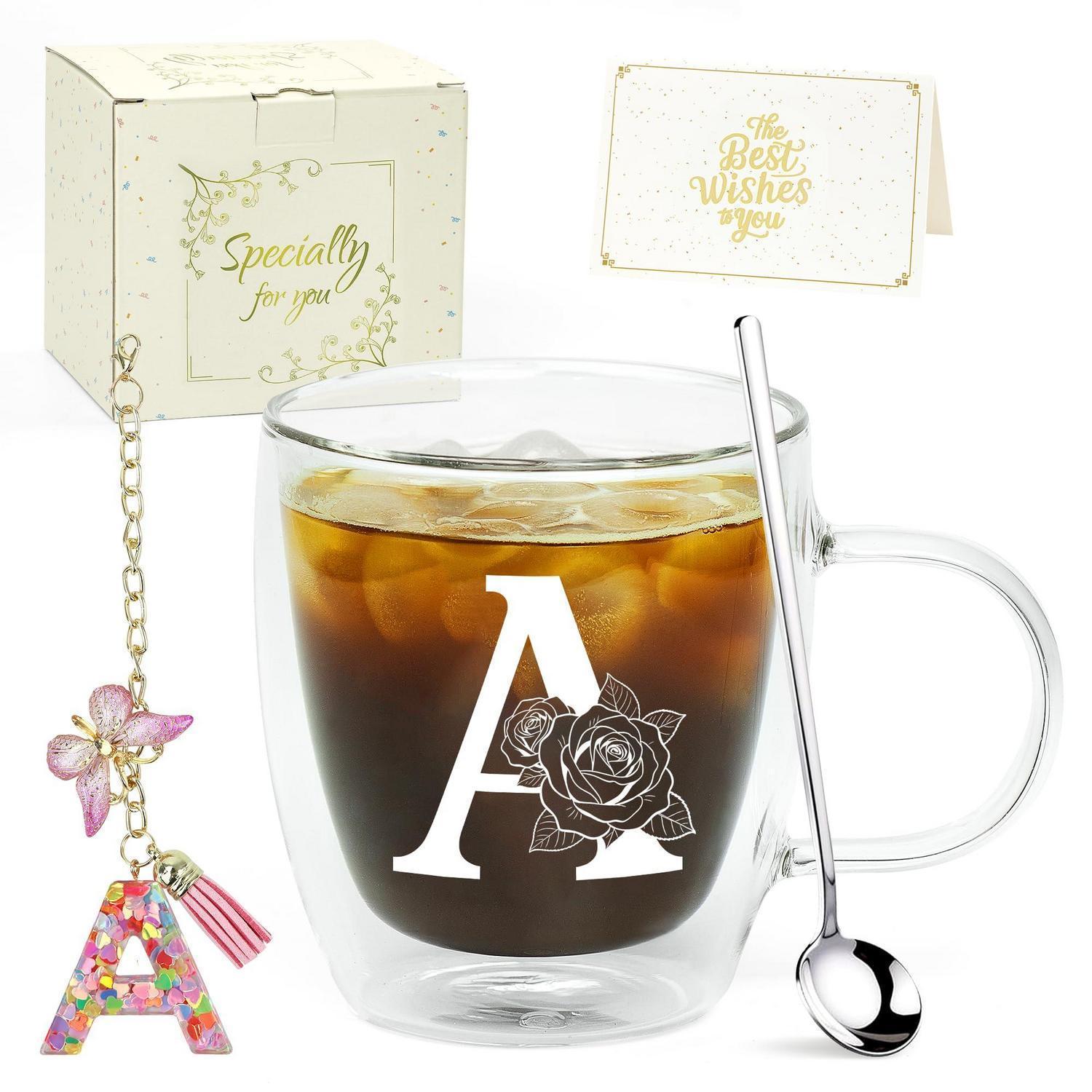 Doppelwandiges Latte Macchiato Glas Mit Initialen, Geschenkset Für Frauen
