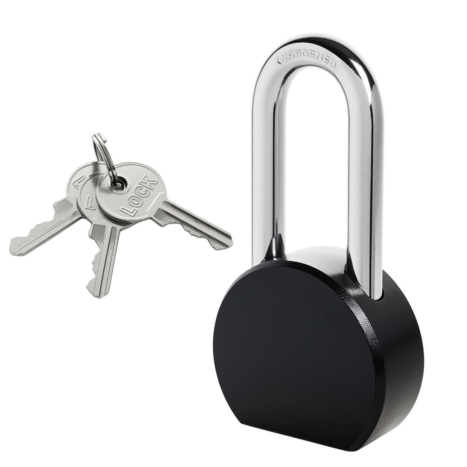 Vorhängeschloss 65mm Edelstahl Mit 3 Schlüsseln, Schwarz, Für Außenbereich