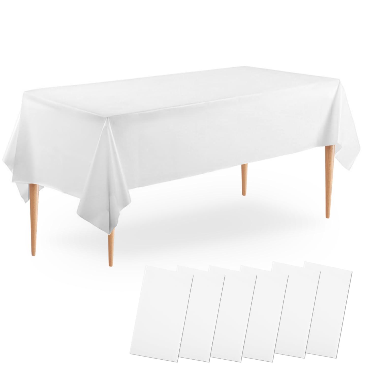 6er-pack Peva Tischdecke Weiß 137x274 Cm, Wasserdicht, Für Geburtstage & Partys