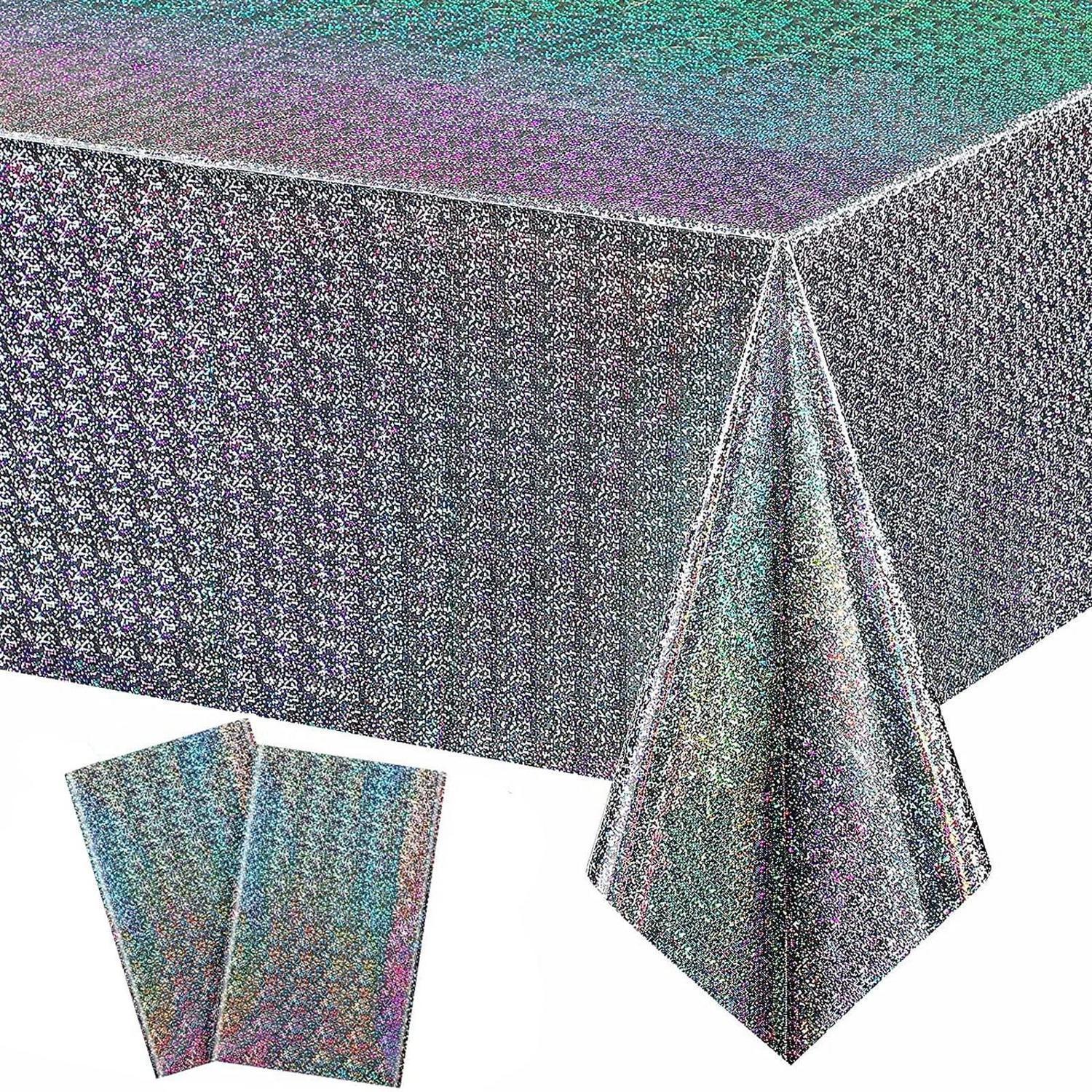 2er Set Folien-tischdecke 137x274cm Silber, Rechteckig, Wasserdicht