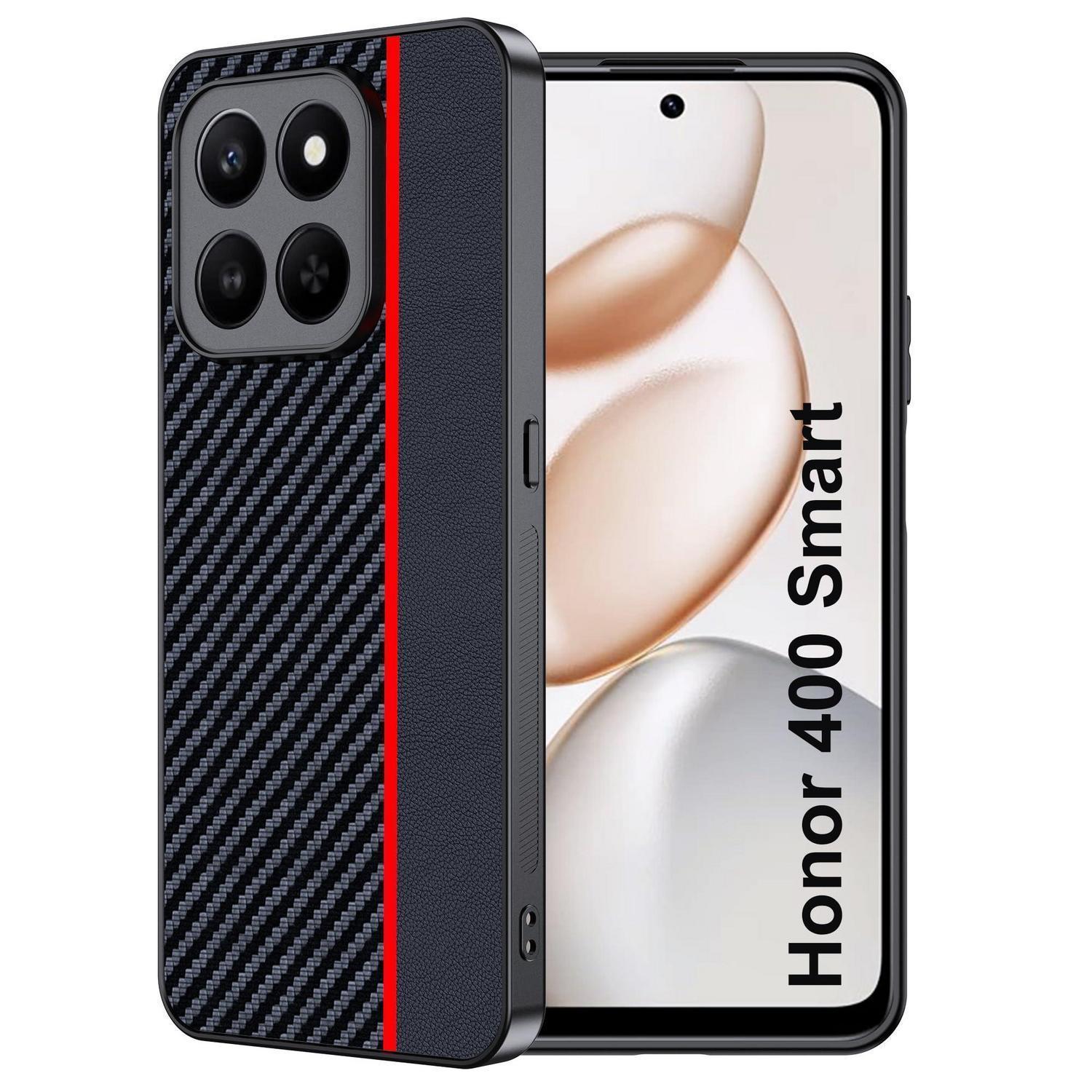 Handyhülle Honor 400 Smart 5g/x7d 5g – Stoßfest, Wasserdicht, Carbonfaser Rot/schwarz