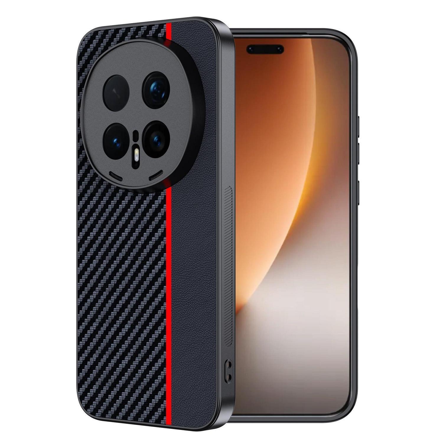 Honor Magic 8 Pro Hülle Kohlefaser, Stoßfest & Wasserdicht, Rot/schwarz