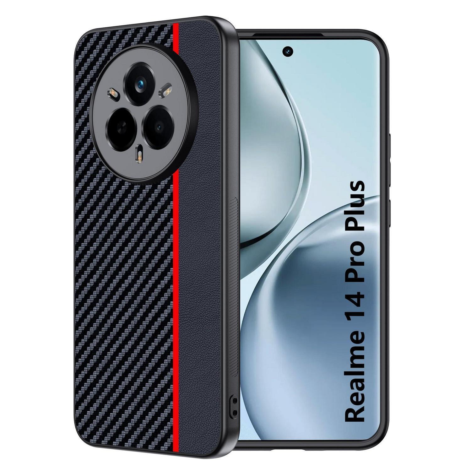 Handyhülle Realme 14 Pro Plus, Kohlefaser, Kratzfest, Kameraschutz