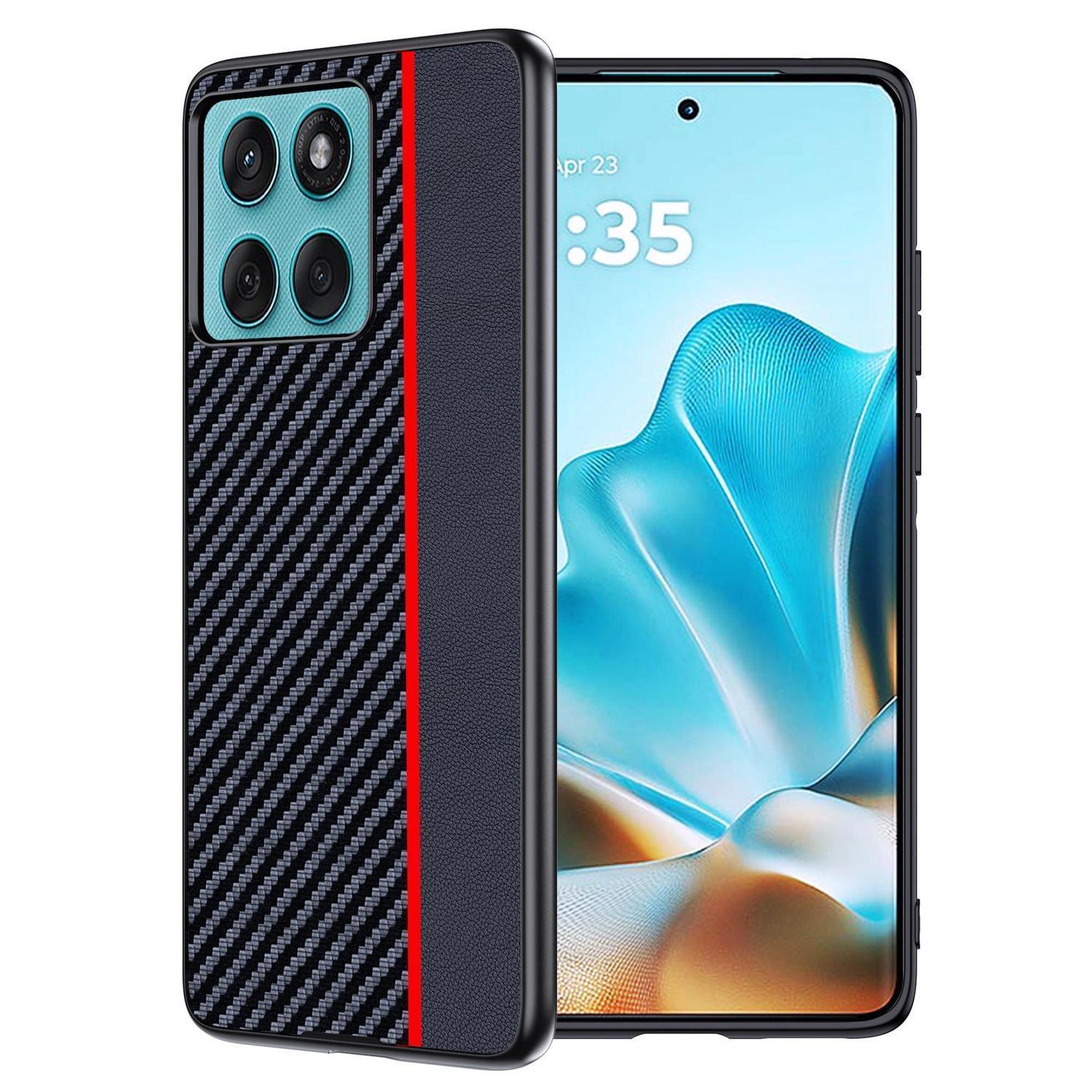Wasserdichte Schutzhülle Kohlefaser Für Motorola Edge 60/60 Fusion - Rot/schwarz