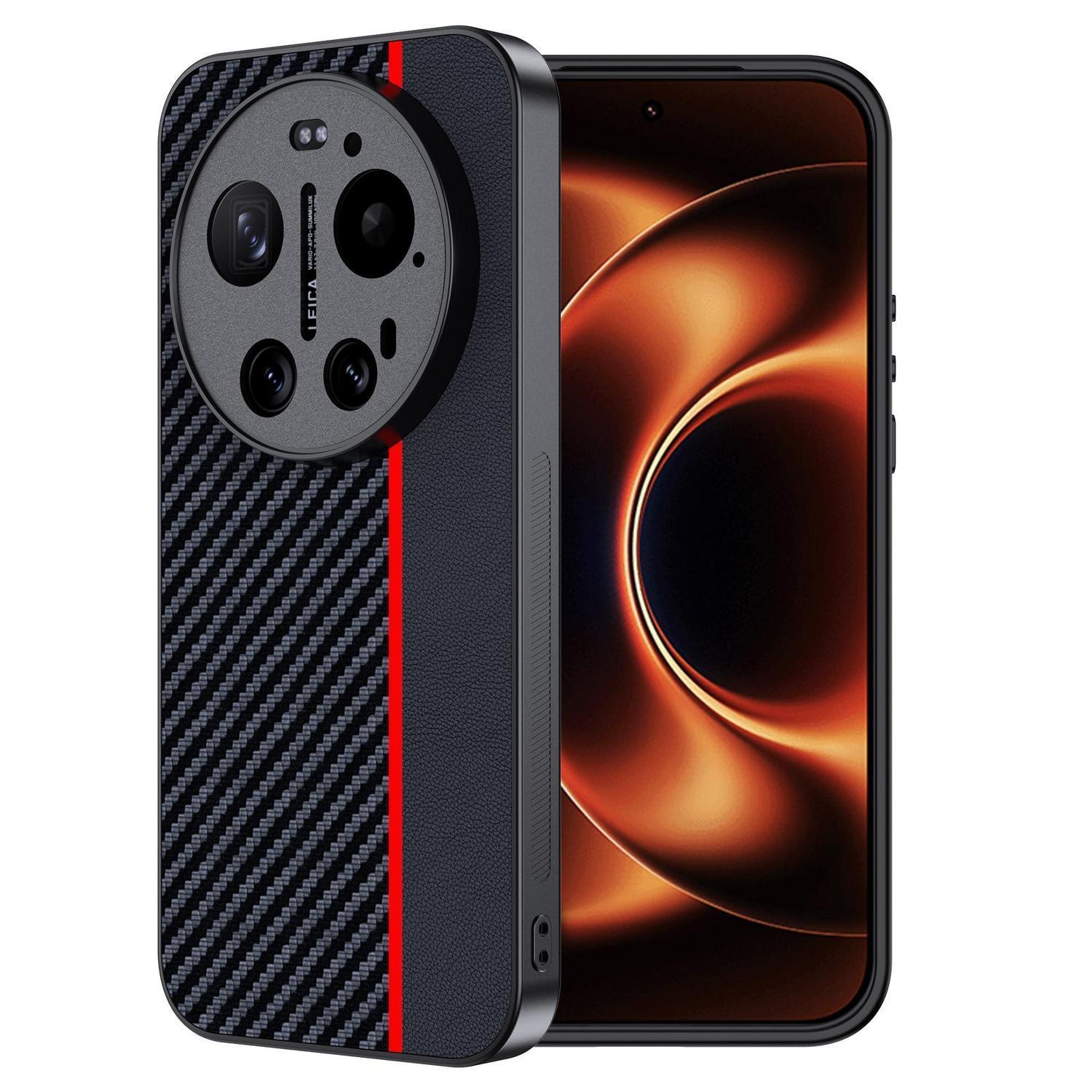 Xiaomi 17 Ultra Hülle Kohlefaser, Wasserdicht & Stoßfest, Rot/schwarz