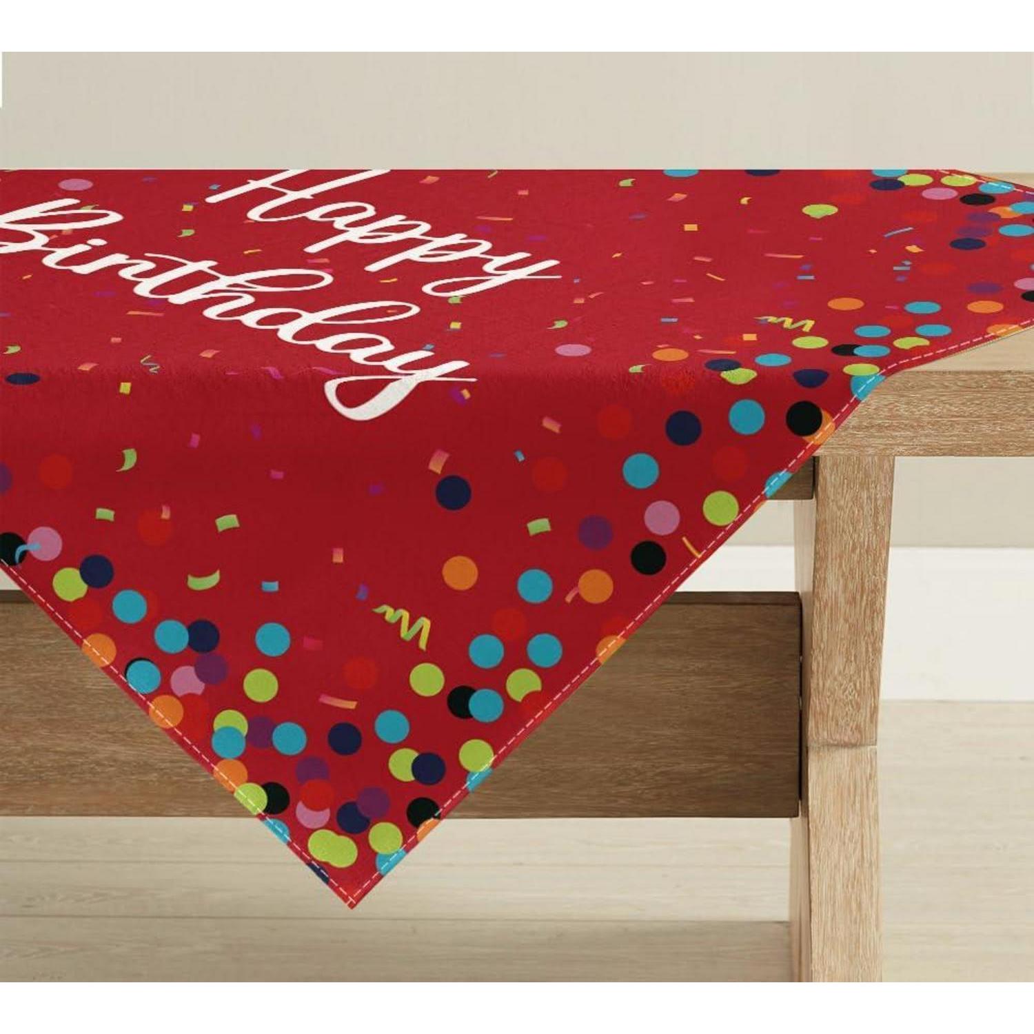 Tischläufer Geburtstag Rot Punkte 85x85 Cm Quadratisch Polyester Waschbar