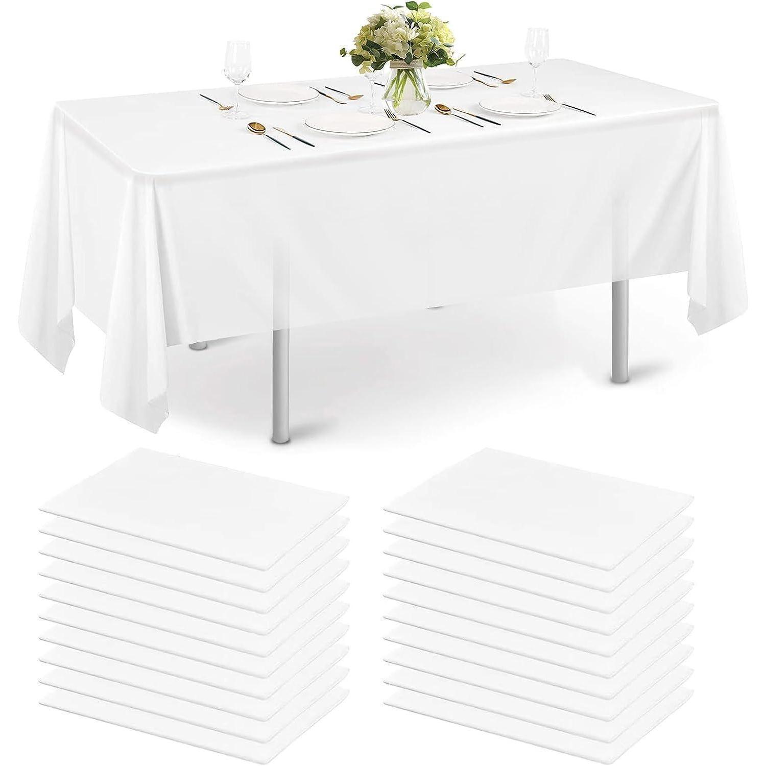 10er Pack Tischdecke Weiß, Wasserdicht & Schmutzabweisend, Einweg, 150x280 Cm