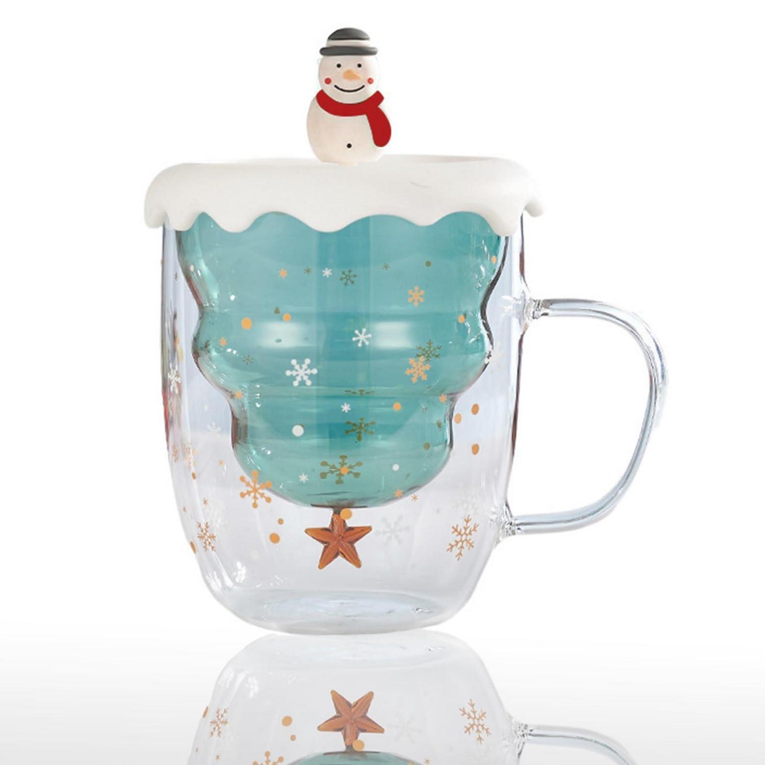 Doppelwandige Weihnachtstasse 300ml Mit Schneemann-deckel, Ideal Als Geschenk