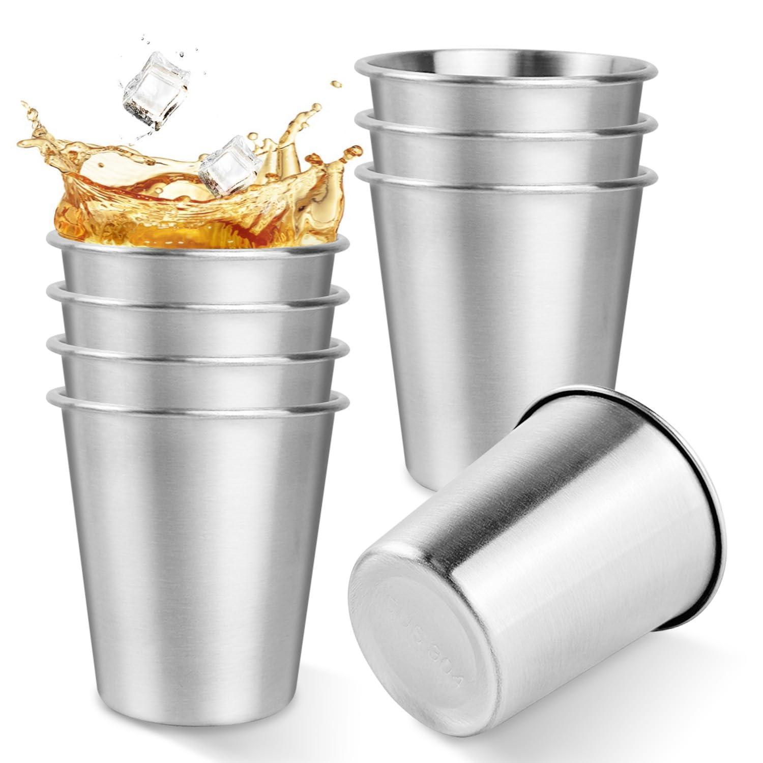 8er Set Edelstahlbecher 260ml, Stapelbar, Für Camping & Outdoor
