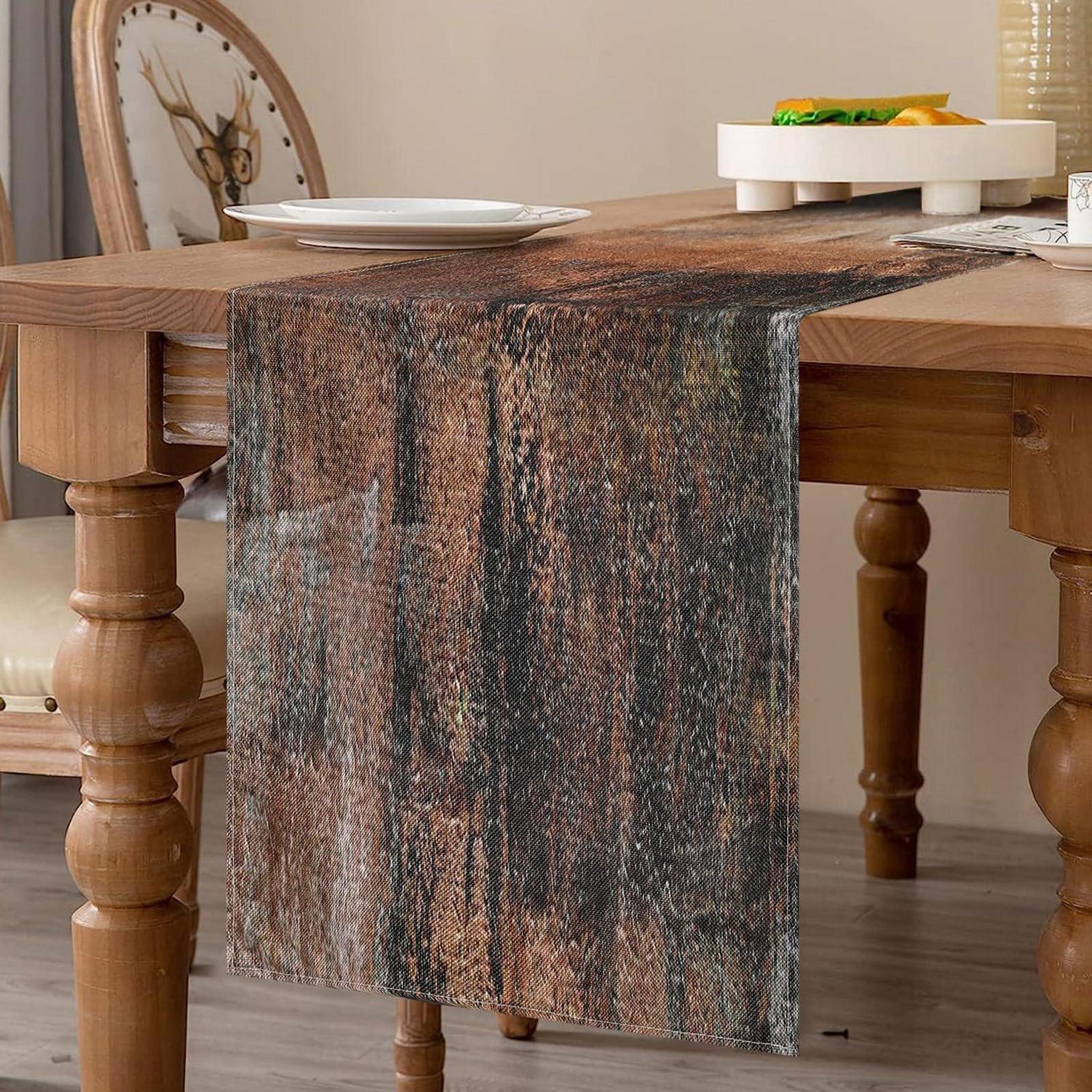 Tischläufer Herbst Modern 40x140 Cm Leinen Braun Mit Malerei-design