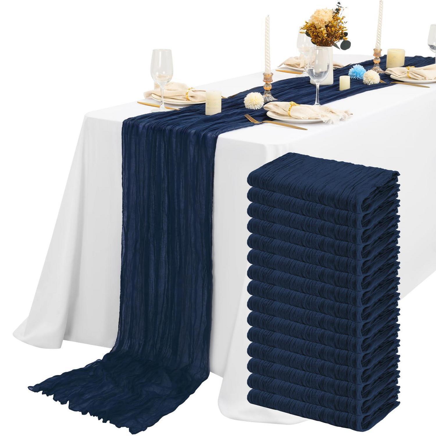 15x Tischläufer Marineblau 55x300cm Gaze-stoff Rustikal Boho Für Hochzeiten & Partys