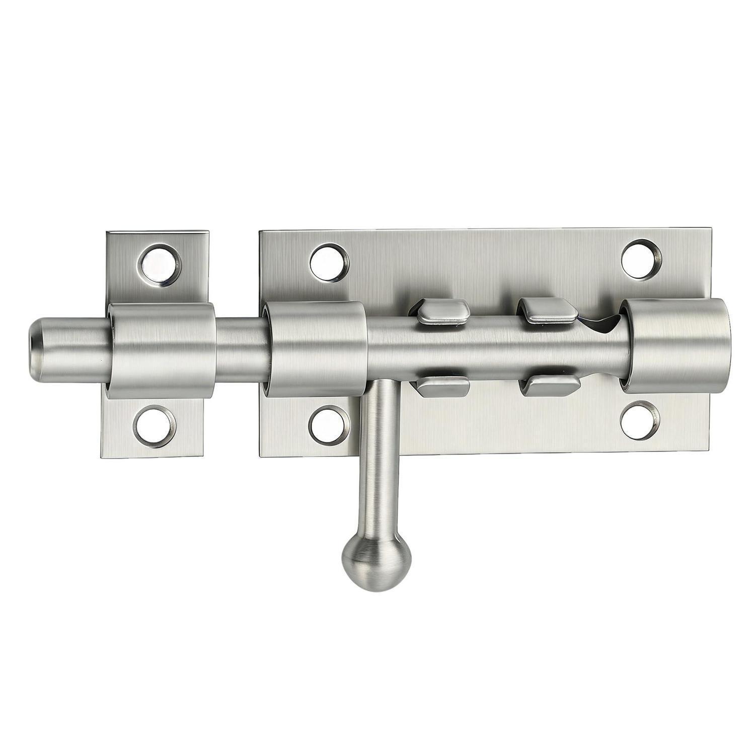 Edelstahl Türriegel 24cm Gebürstet, Bolzenriegel Mit Schrauben Für Gartentor, Zaun, Fenster
