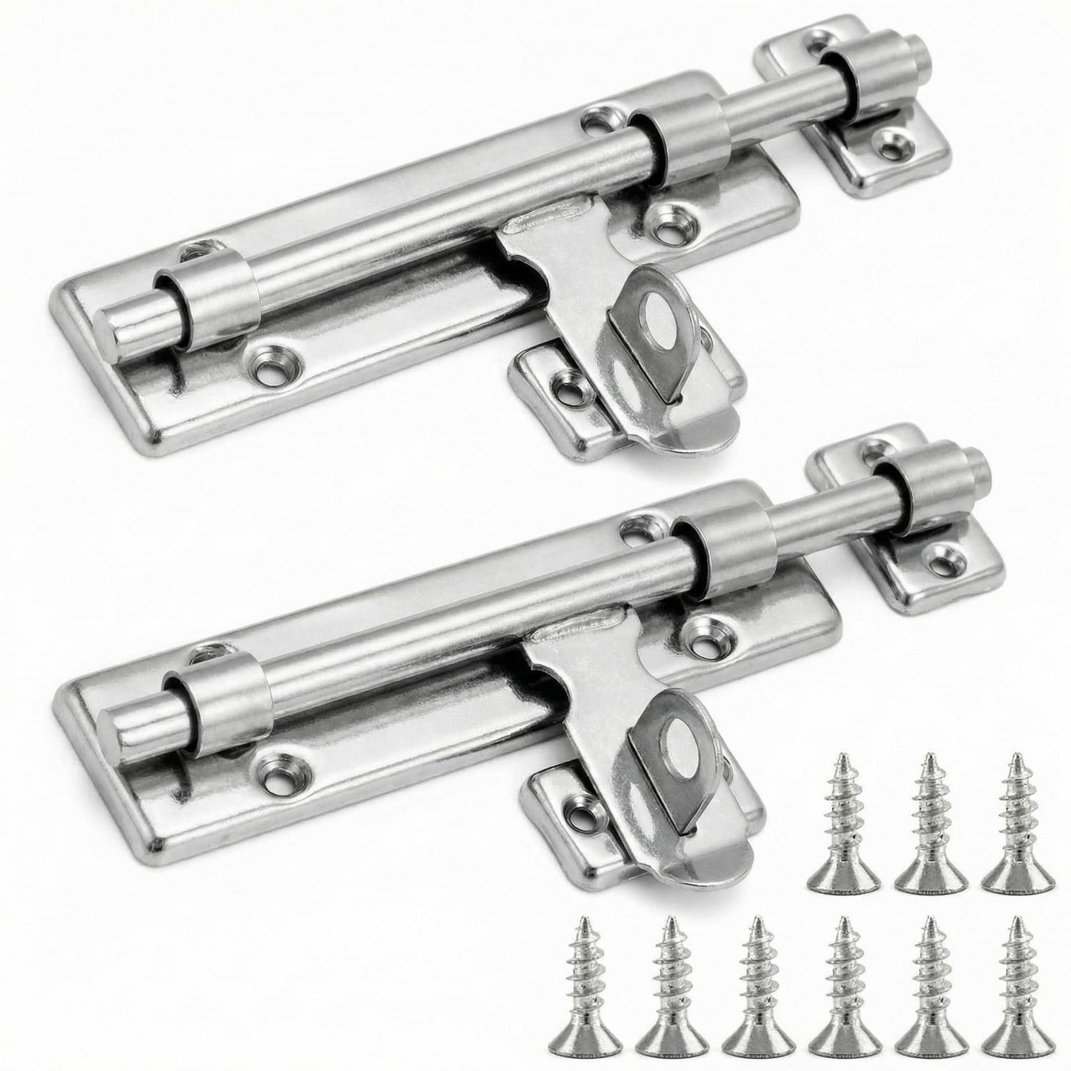 2 Stück Türriegel Abschließbar 16cm Edelstahl Mit Vorhängeschlossloch Für Tore & Schränke