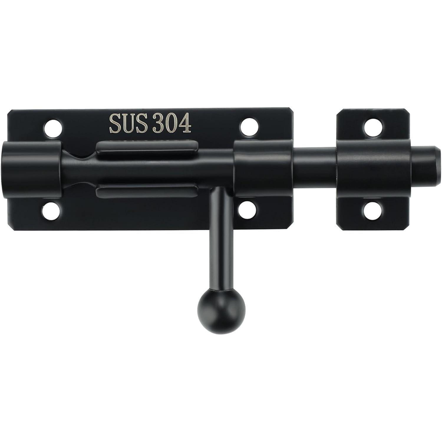 Türriegel Edelstahl Schwarz 10.5cm Mit Vorhängeschloss-option Für Gartentor, Fenster