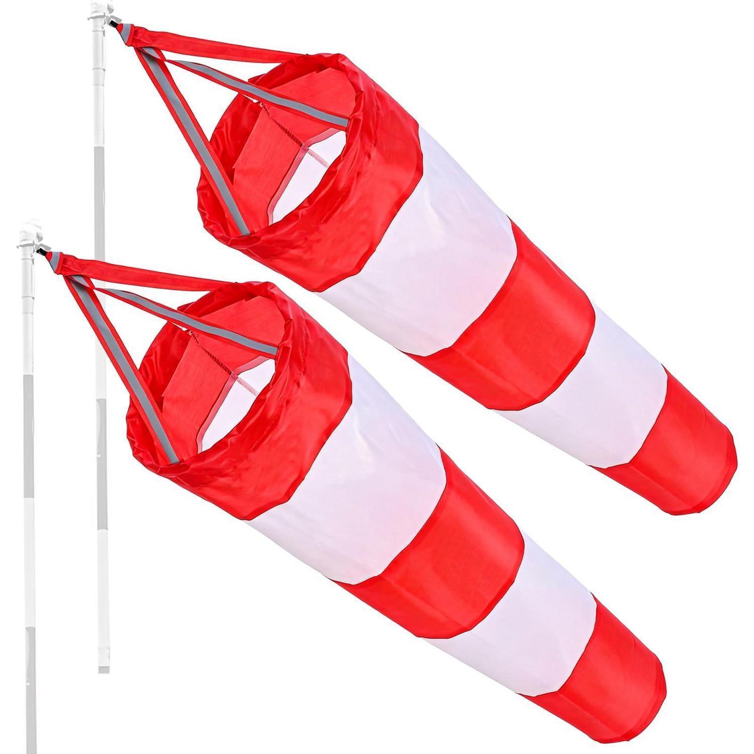 2x Windsack 80cm Rot-weiß Für Garten & Außenbereich