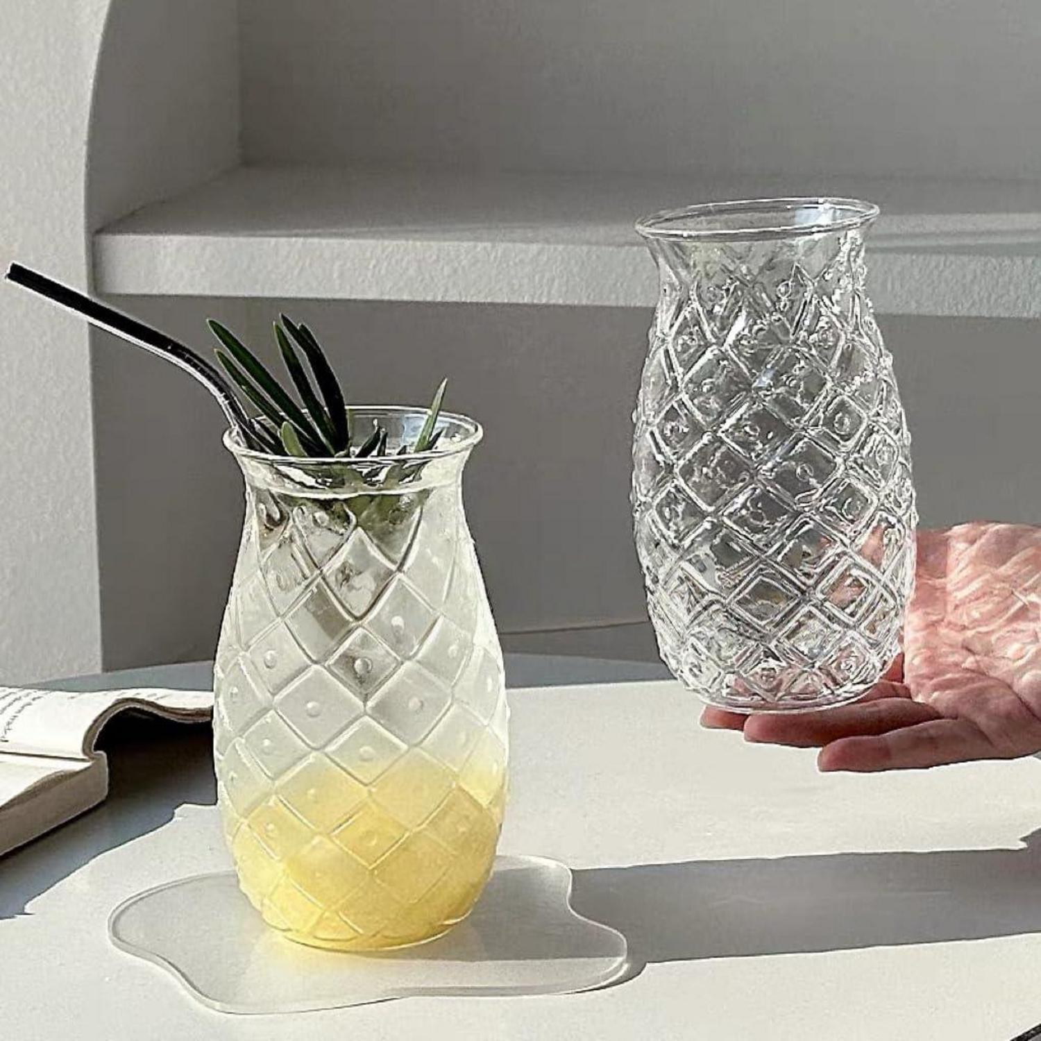 2er Set Ananas Gläser 520ml Borosilikatglas Für Latte Macchiato, Cappuccino, Cocktails