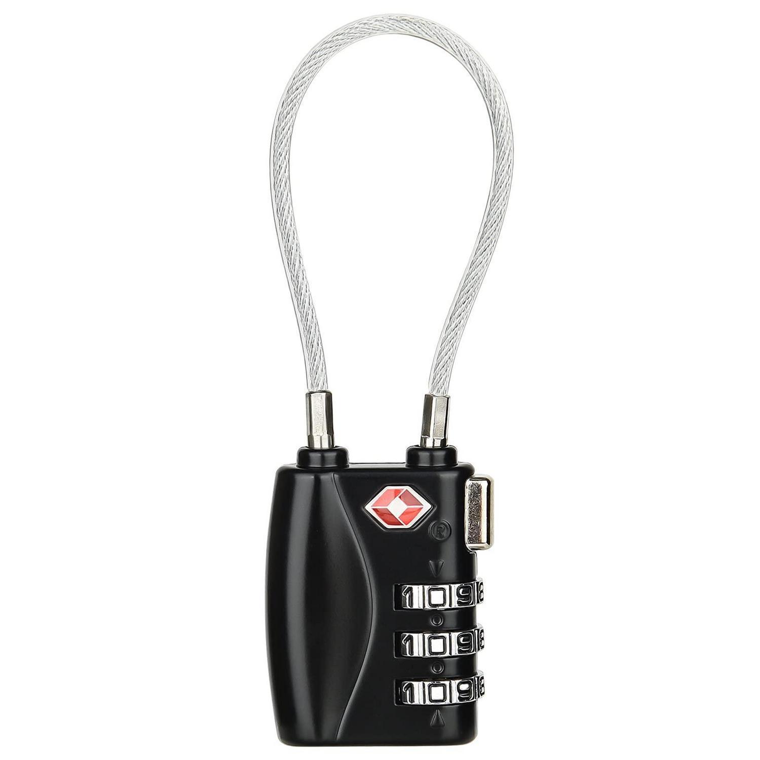 Tsa Zahlenschloss Mit 3-stelligem Code Und 12cm Stahlseil Für Koffer & Rucksäcke