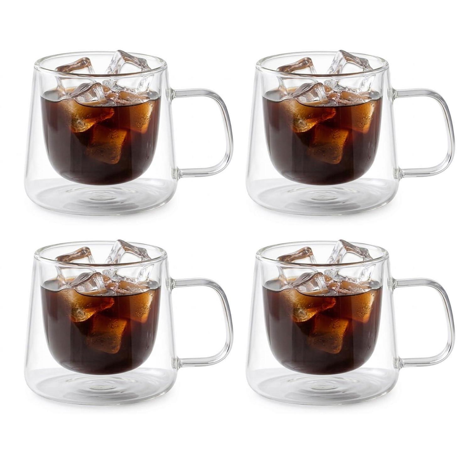 4er Set Doppelwandige Kaffeegläser 200ml Mit Henkel, Borosilikatglas, Für Latte Macchiato & Tee
